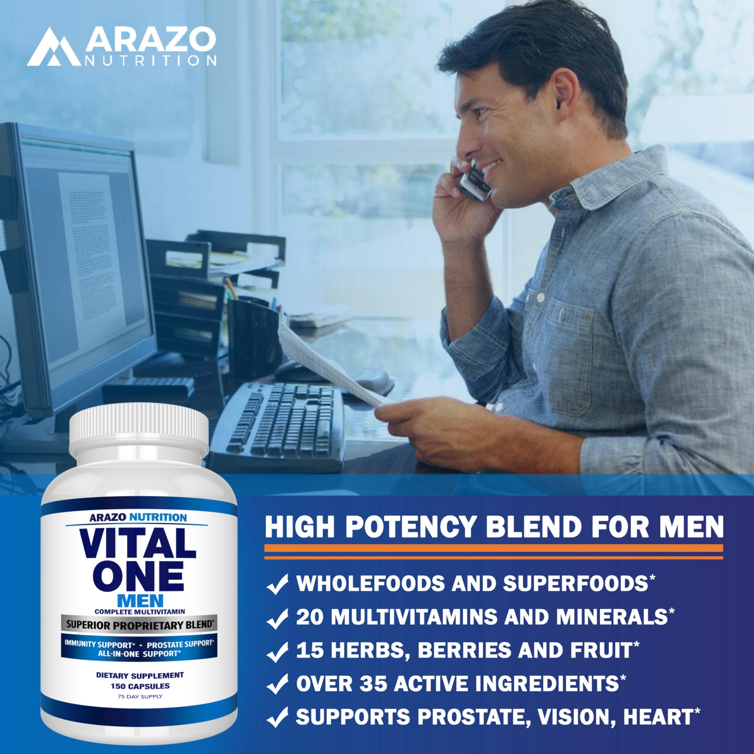 Foto 5 pulgar | Suplemento Multivitamínico Vital One De Arazo Nutrition Para Hombres - Venta Internacional.