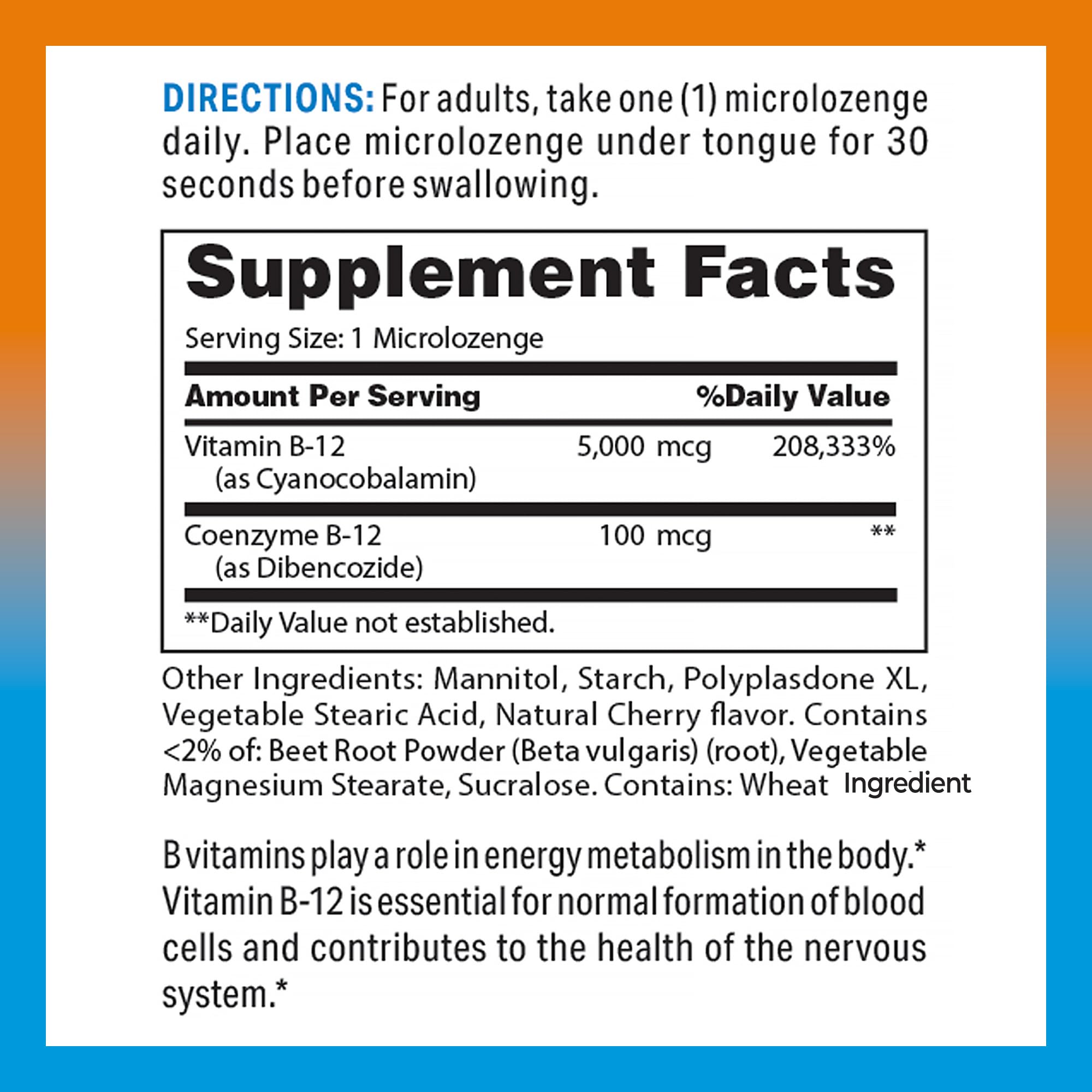 Foto 3 pulgar | Suplemento Vitamin World Vitamina B-12 5000 Mcg Sublingual - Venta Internacional.