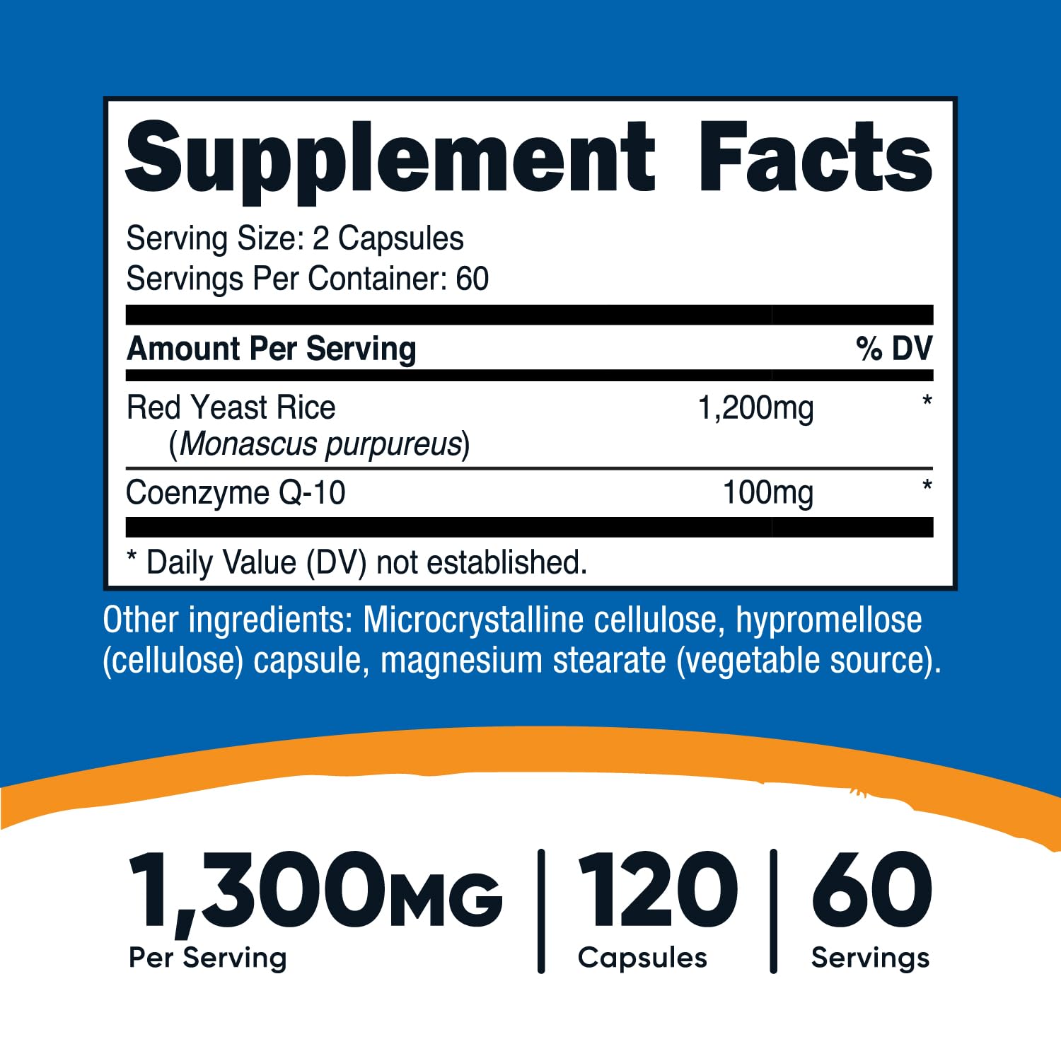 Foto 3 pulgar | Suplemento Nutricost De Arroz De Levadura Roja Con Coq10 1300 Mg 120 Cápsulas - Venta Internacional.