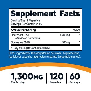 Foto 2 | Suplemento Nutricost De Arroz De Levadura Roja Con Coq10 1300 Mg 120 Cápsulas - Venta Internacional.