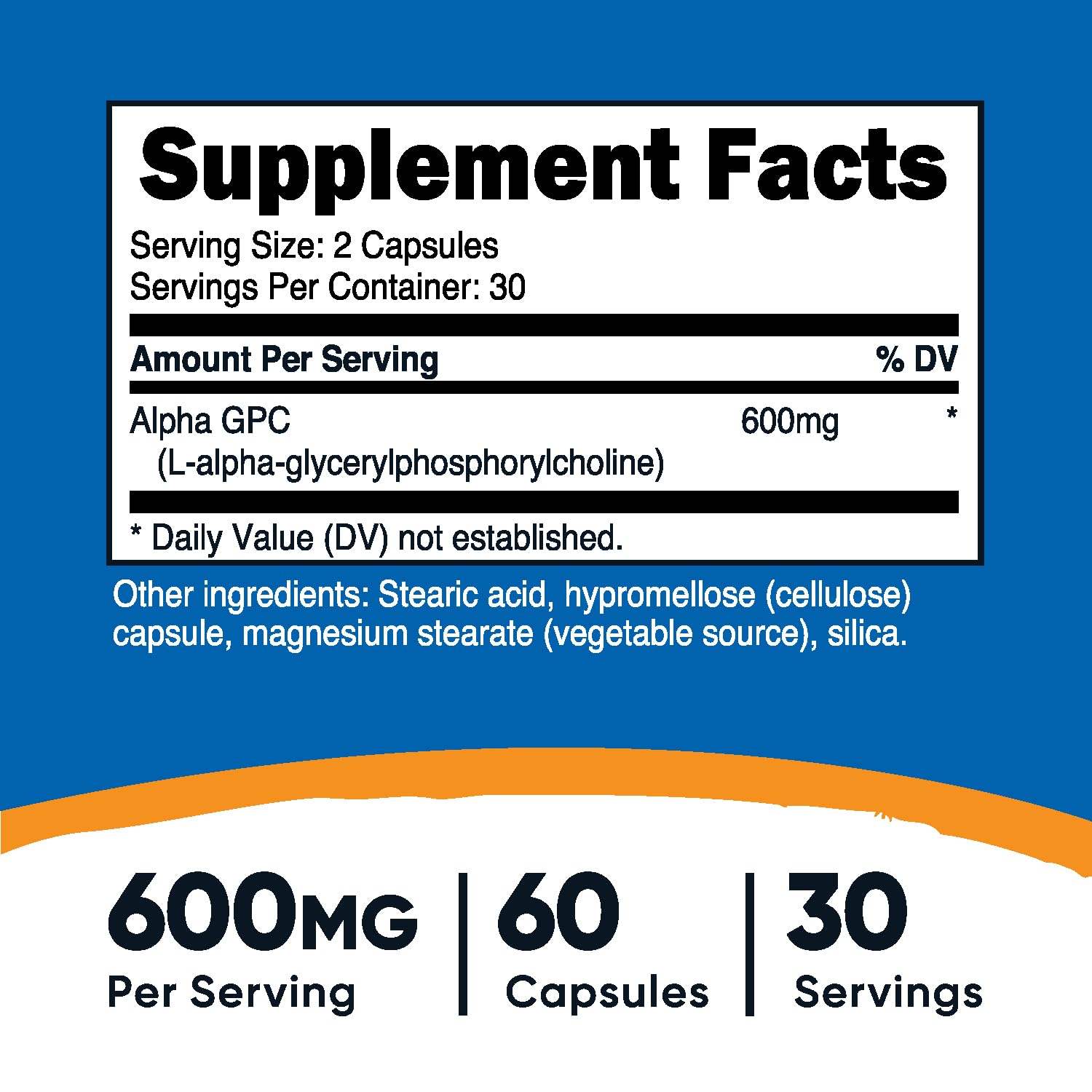 Foto 3 pulgar | Suplemento Nutricost Alpha Gpc 600 Mg 60 Cápsulas Vegetariano - Venta Internacional.