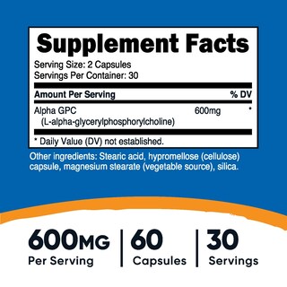 Foto 2 | Suplemento Nutricost Alpha Gpc 600 Mg 60 Cápsulas Vegetariano - Venta Internacional.