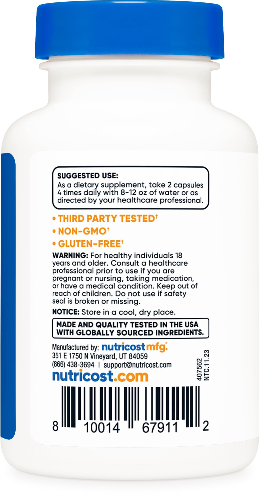 Foto 5 pulgar | Suplemento Nutricost Alpha Gpc 600 Mg 60 Cápsulas Vegetariano - Venta Internacional.