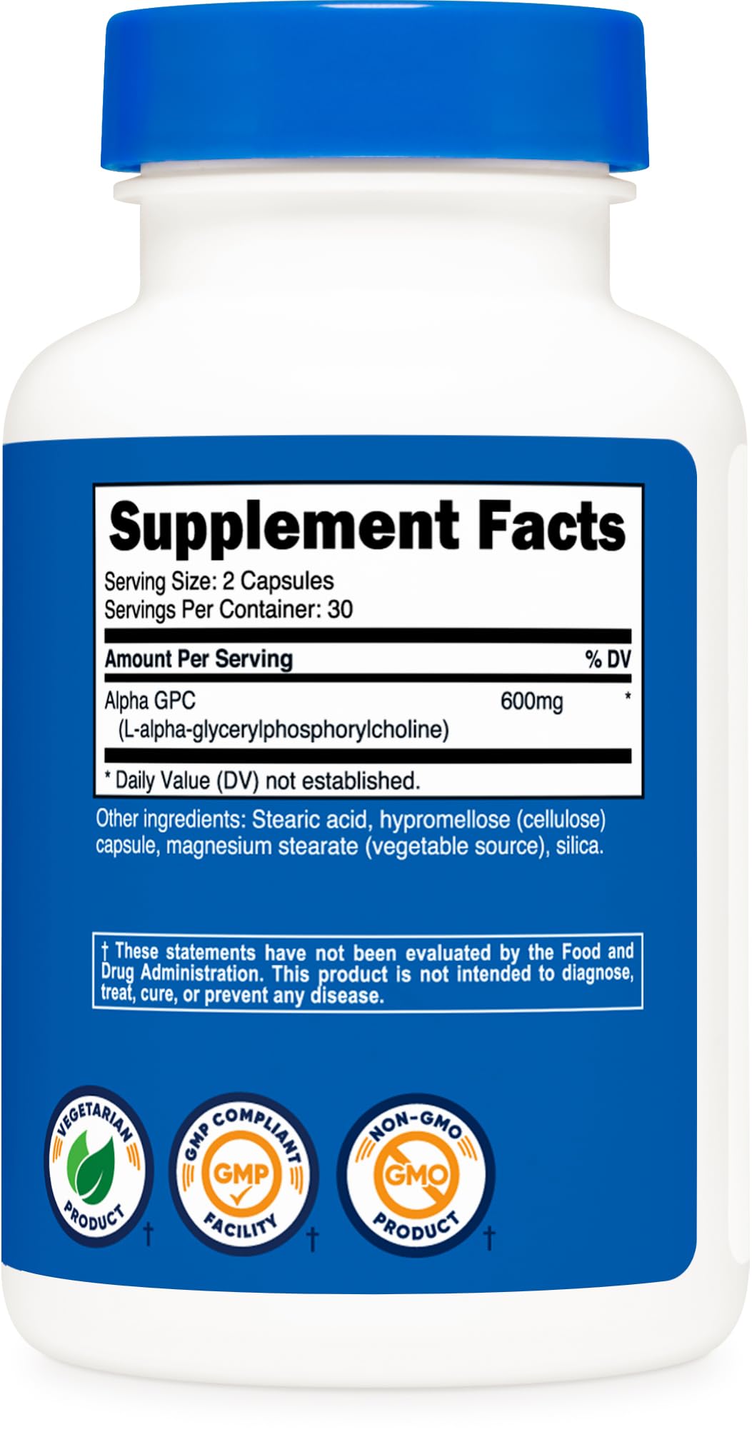 Foto 6 pulgar | Suplemento Nutricost Alpha Gpc 600 Mg 60 Cápsulas Vegetariano - Venta Internacional.