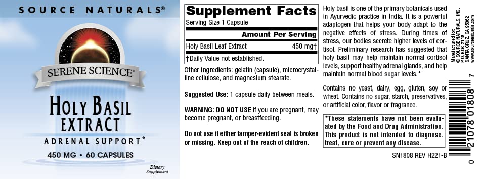 Foto 5 pulgar | Extracto De Albahaca Sagrada Serene Science De Supplement Source Naturals - Venta Internacional.