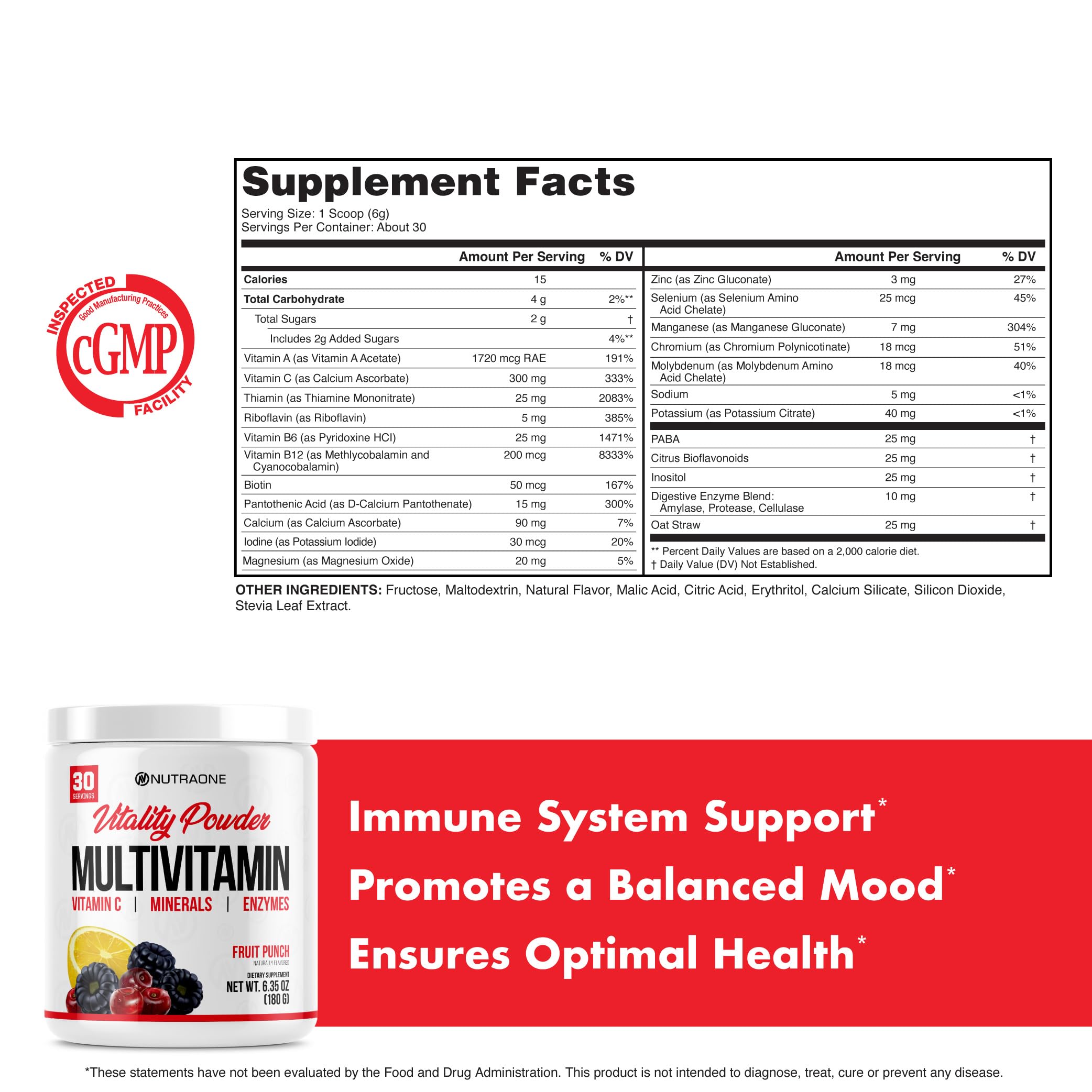 Foto 6 pulgar | Vitamina En Polvo Nutraone Vitality Fruit Punch 30 Porciones - Venta Internacional.