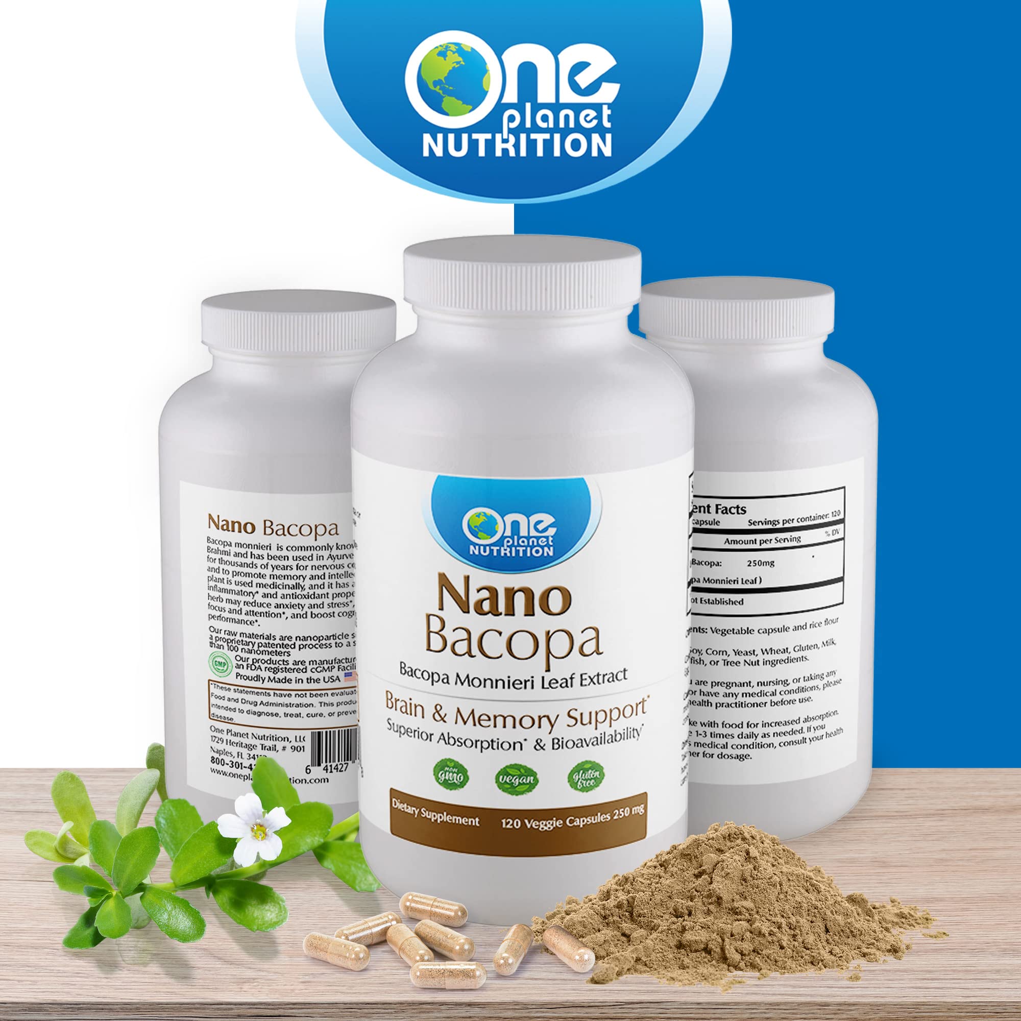 Foto 7 | Suplemento One Planet Nutrition Nano Bacopa 250 Mg 120 Cápsulas - Venta Internacional.