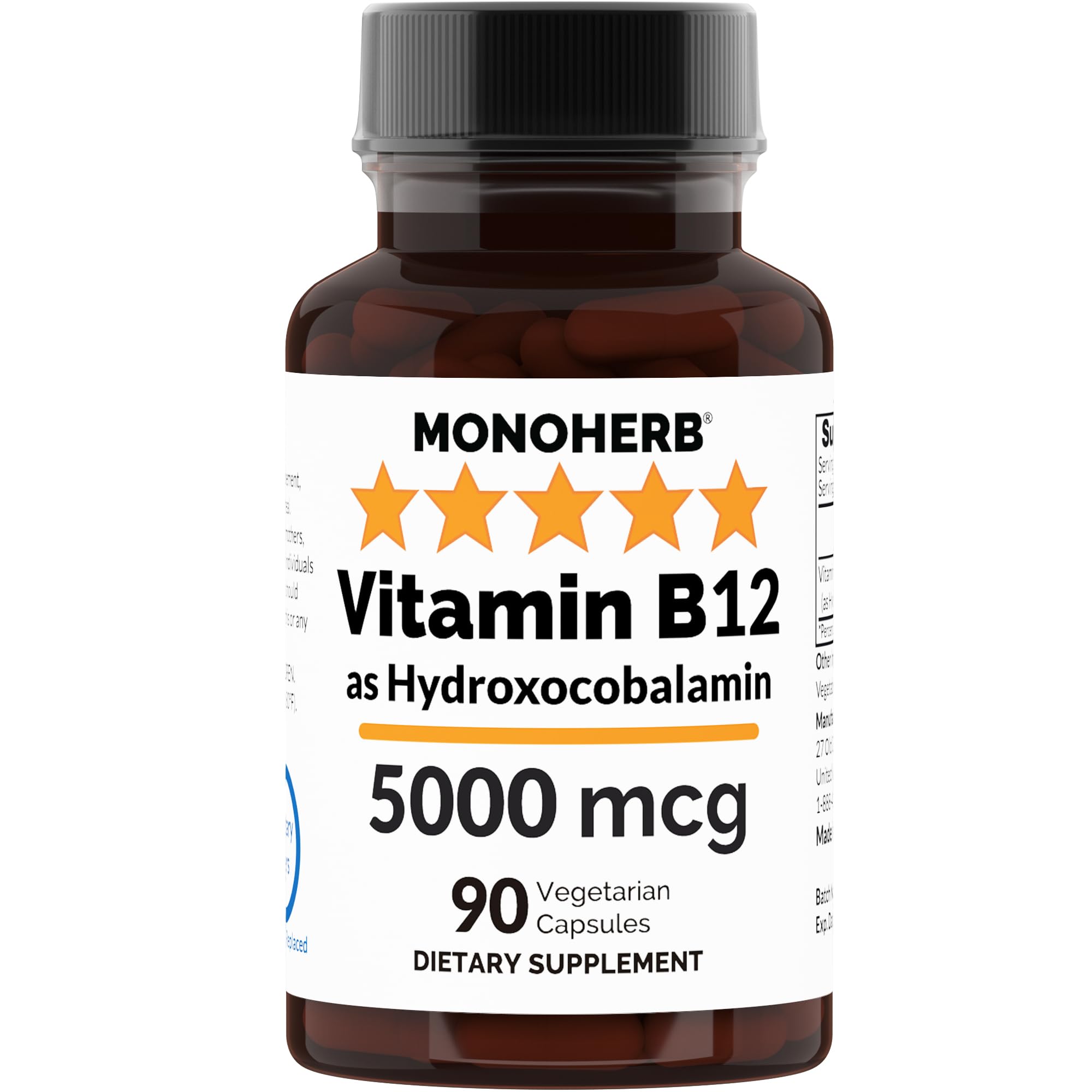 Foto 2 pulgar | Suplemento De Vitamina B12 Monoherb Hydroxo De 5000 Mcg Con Omega 3 - Venta Internacional.