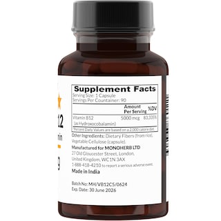 Foto 2 | Suplemento De Vitamina B12 Monoherb Hydroxo De 5000 Mcg Con Omega 3 - Venta Internacional.