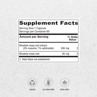 Foto 2 | Suplemento De Extracto De Raíz De Rhodiola Rosea De Vitanica 200 Mg 60 Cápsulas - Venta Internacional.