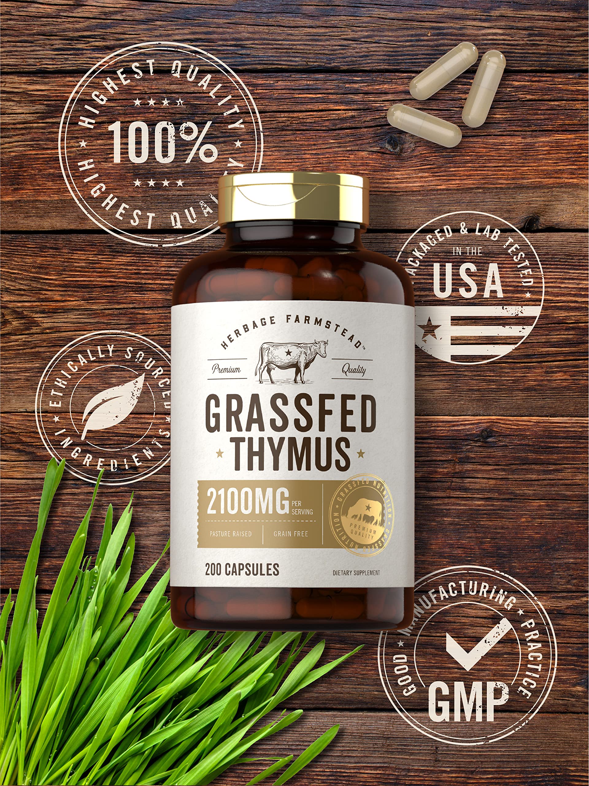 Foto 5 | Suplemento Carlyle, Carne De Res Alimentada Con Pasto, Timo Bovino, 4200 Mg, 200 Cápsulas - Venta Internacional.