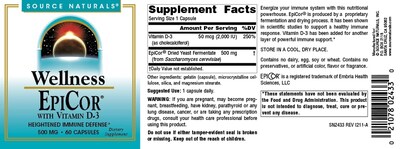Foto 4 | Suplemento Source Naturals Wellness Epicor Con Vitamina D-3 60 Cápsulas - Venta Internacional.
