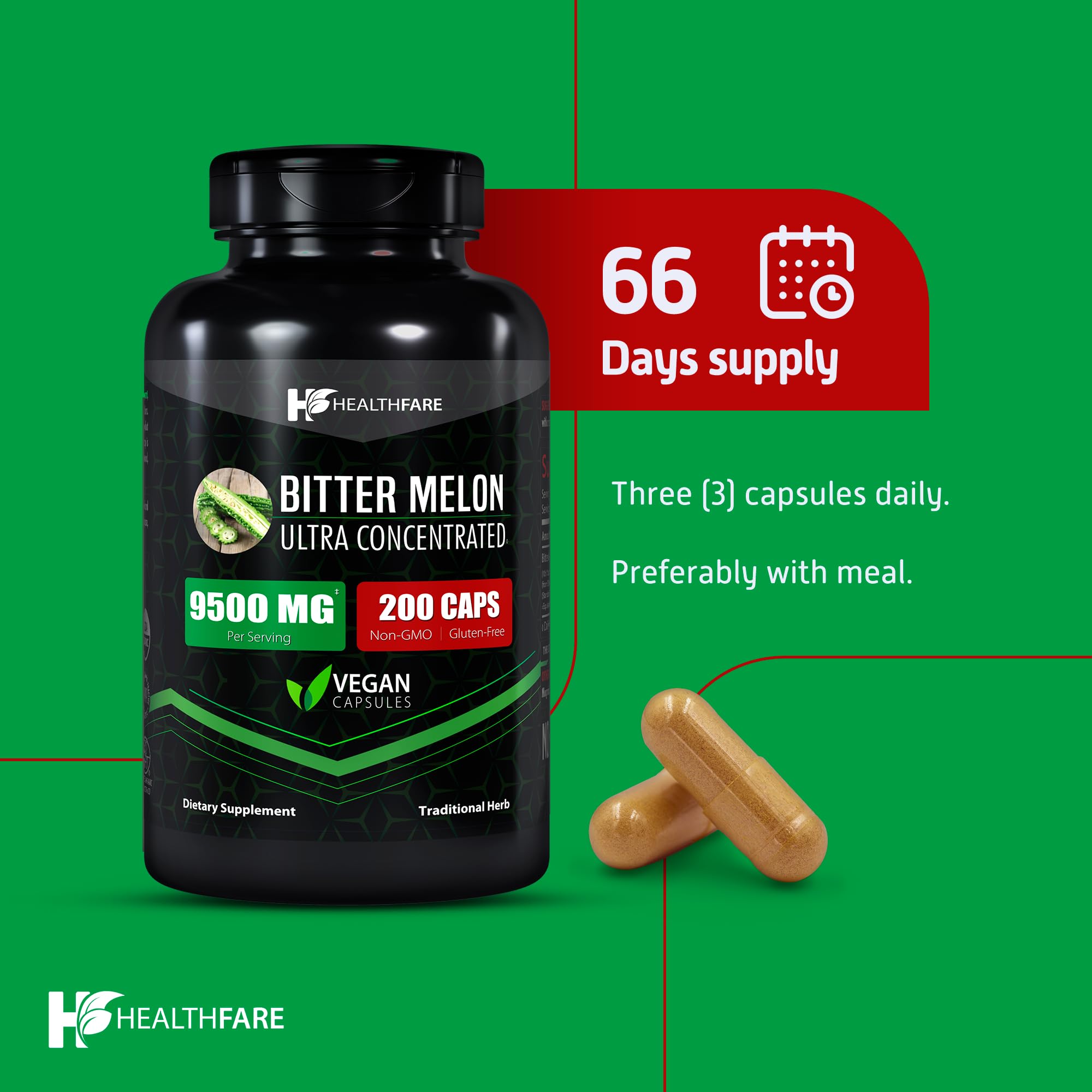 Foto 6 pulgar | Extracto De Melón Amargo Orgánico Supplement Healthfare 9500 Mg - Venta Internacional.