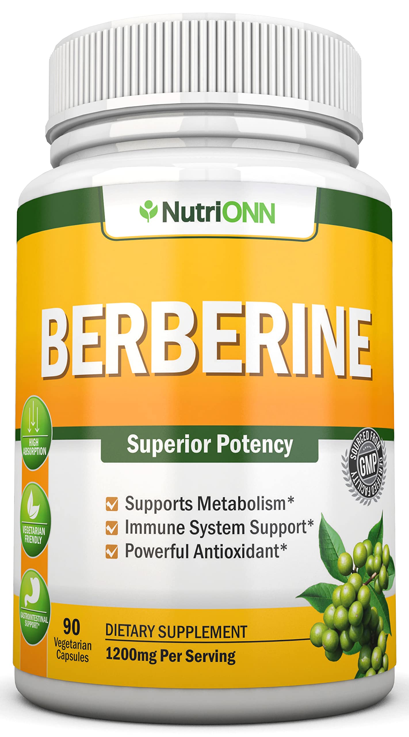 Foto 2 pulgar | Suplemento Nutrionn De Extracto De Berberina Hcl 1200 Mg 90 Cápsulas - Venta Internacional.