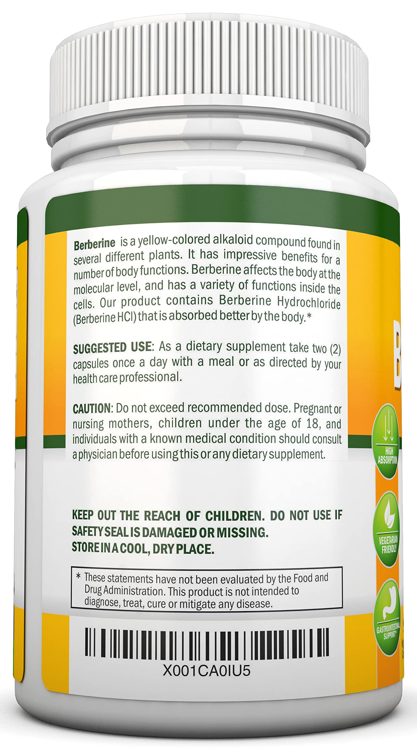 Foto 4 pulgar | Suplemento Nutrionn De Extracto De Berberina Hcl 1200 Mg 90 Cápsulas - Venta Internacional.