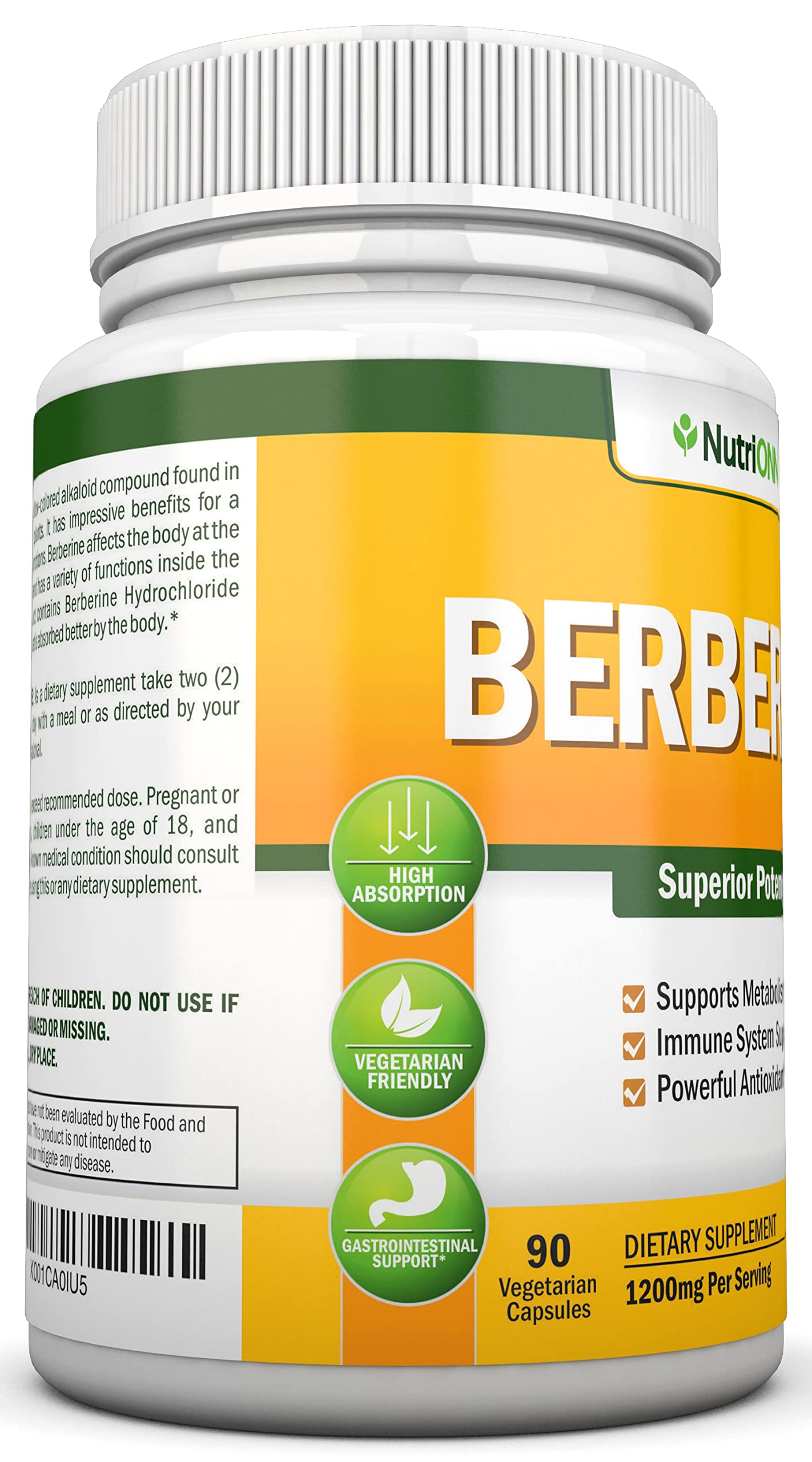 Foto 5 pulgar | Suplemento Nutrionn De Extracto De Berberina Hcl 1200 Mg 90 Cápsulas - Venta Internacional.