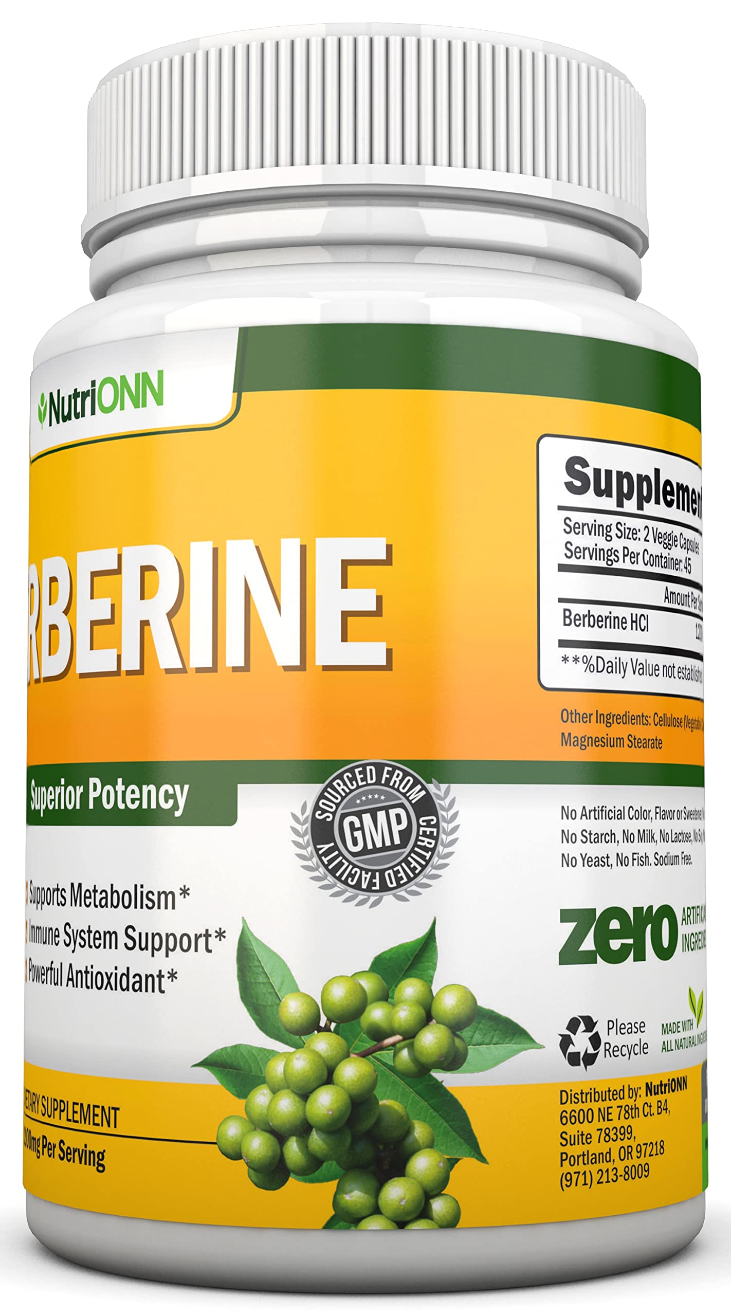Foto 6 pulgar | Suplemento Nutrionn De Extracto De Berberina Hcl 1200 Mg 90 Cápsulas - Venta Internacional.