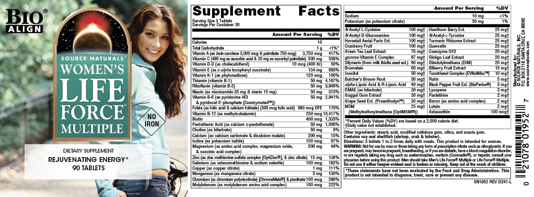 Foto 5 pulgar | Supplement Source Naturals Women's Life Force 90 Comprimidos - Venta Internacional.