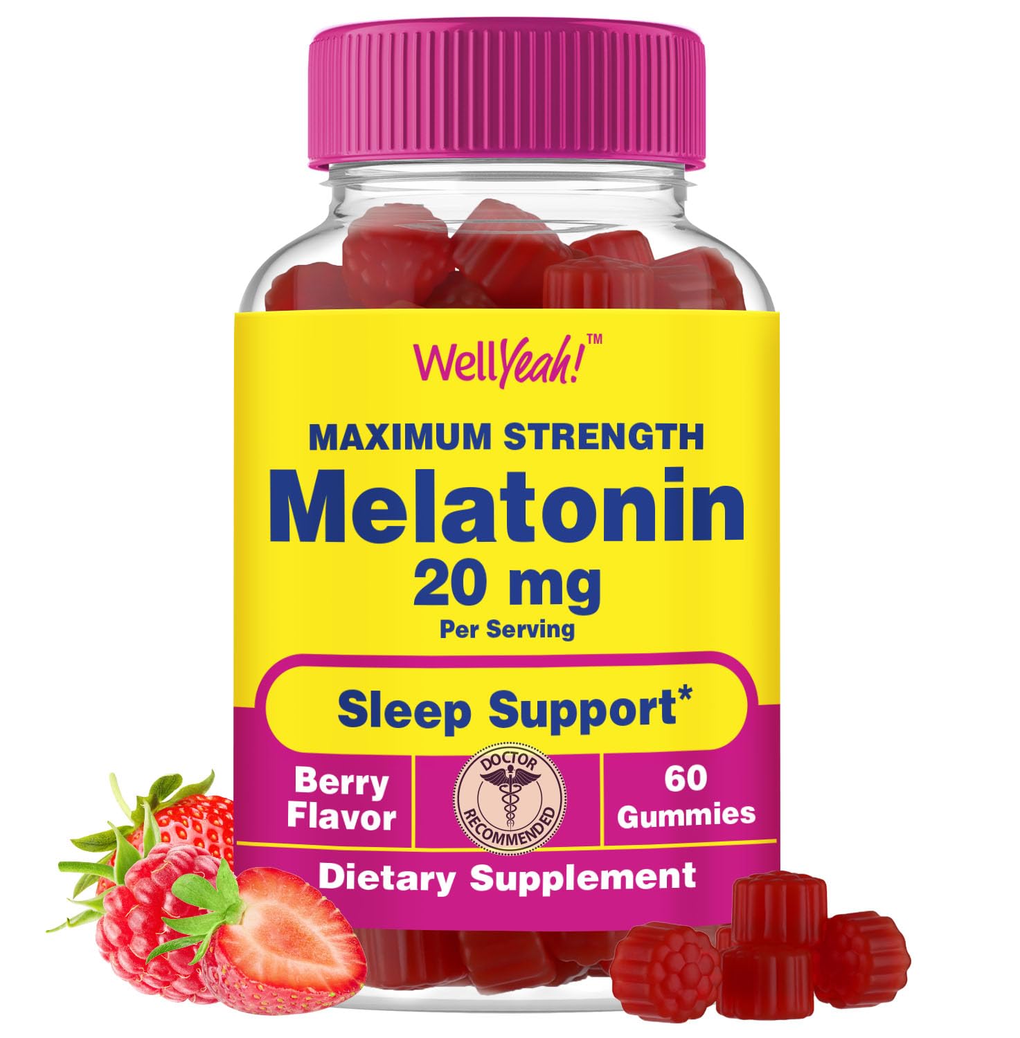 Foto 2 pulgar | Gomitas De Melatonina Wellyeah, 20 Mg, Que Ayudan A Dormir, 60 Unidades, Veganas - Venta Internacional.