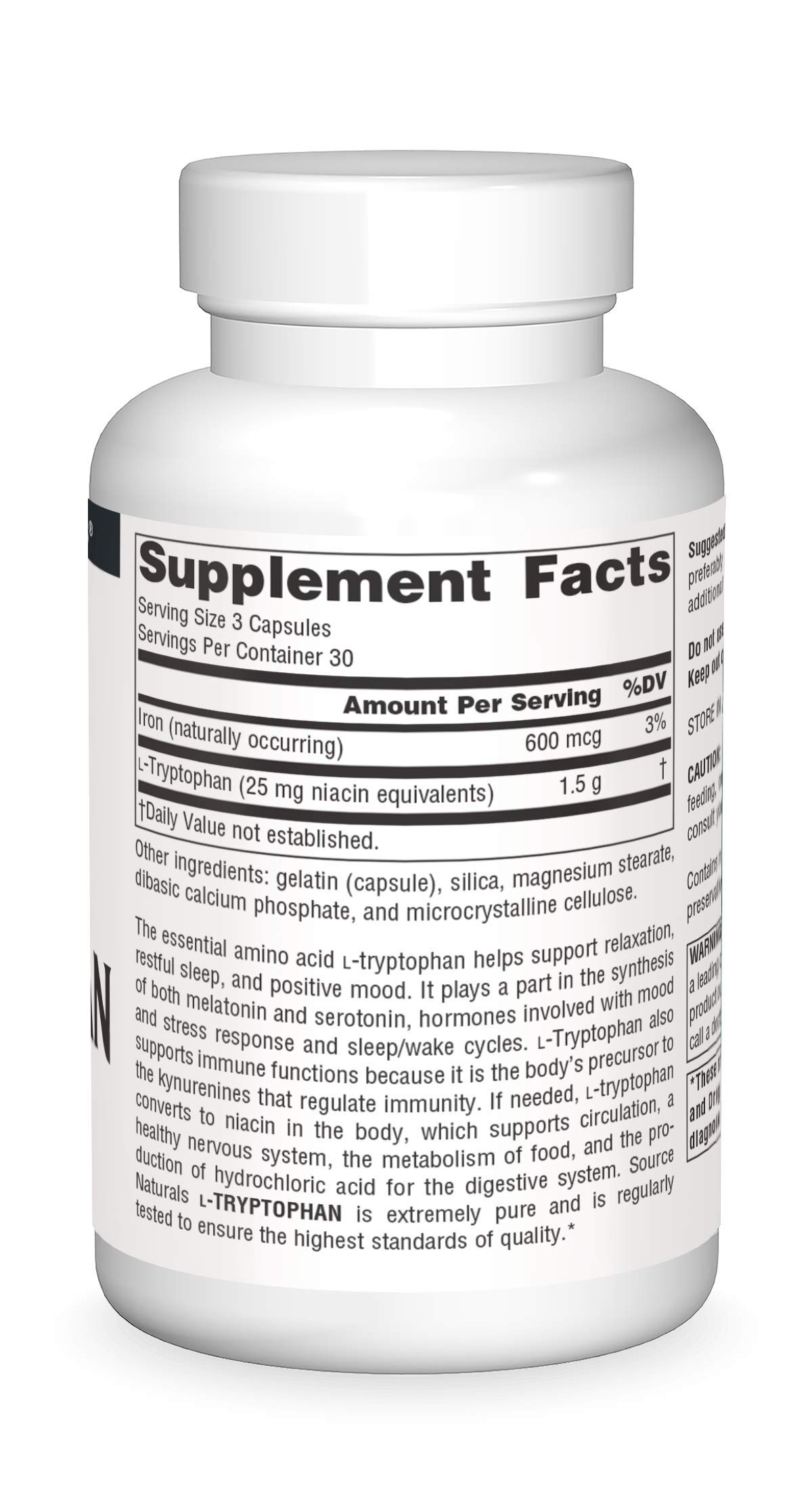 Foto 4 pulgar | Suplement Source Naturals L-triptófano 500 Mg - 90 Cápsulas - Venta Internacional.