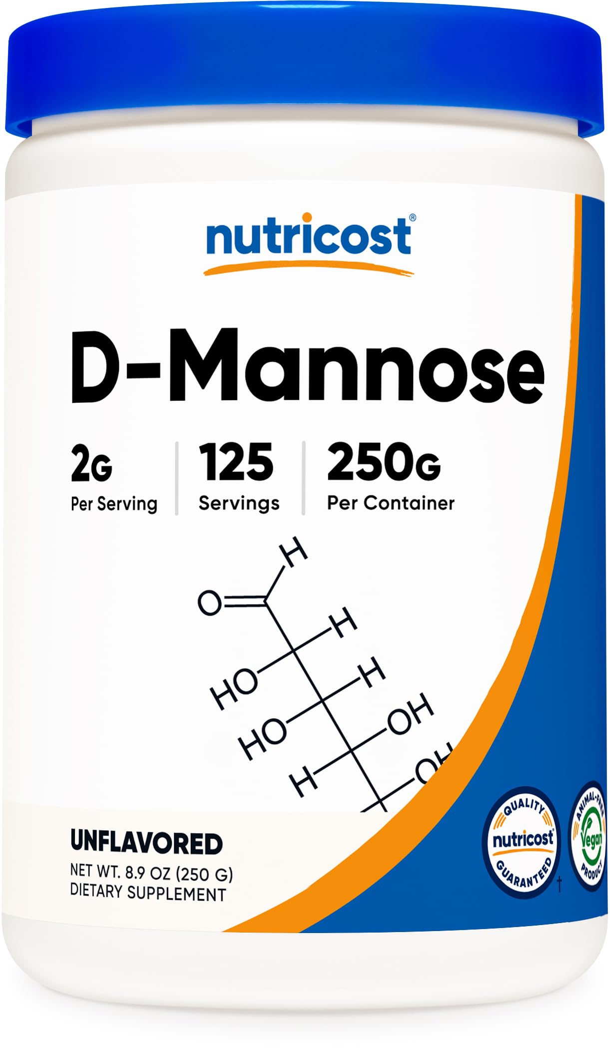 Foto 2 pulgar | Suplemento Nutricost D-manosa En Polvo 250 G Sin Ogm Sin Gluten - Venta Internacional.