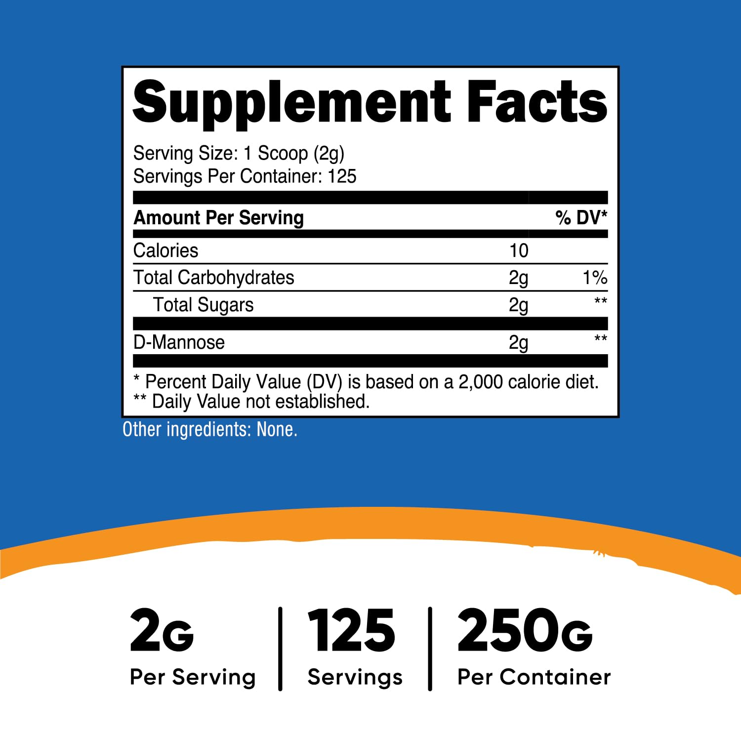 Foto 3 pulgar | Suplemento Nutricost D-manosa En Polvo 250 G Sin Ogm Sin Gluten - Venta Internacional.