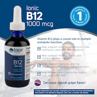 Foto 2 | Suplemento Dietético, Oligoelementos, Vitamina B12 Iónica Líquida, 1000 Mcg, 30 Ml - Venta Internacional.