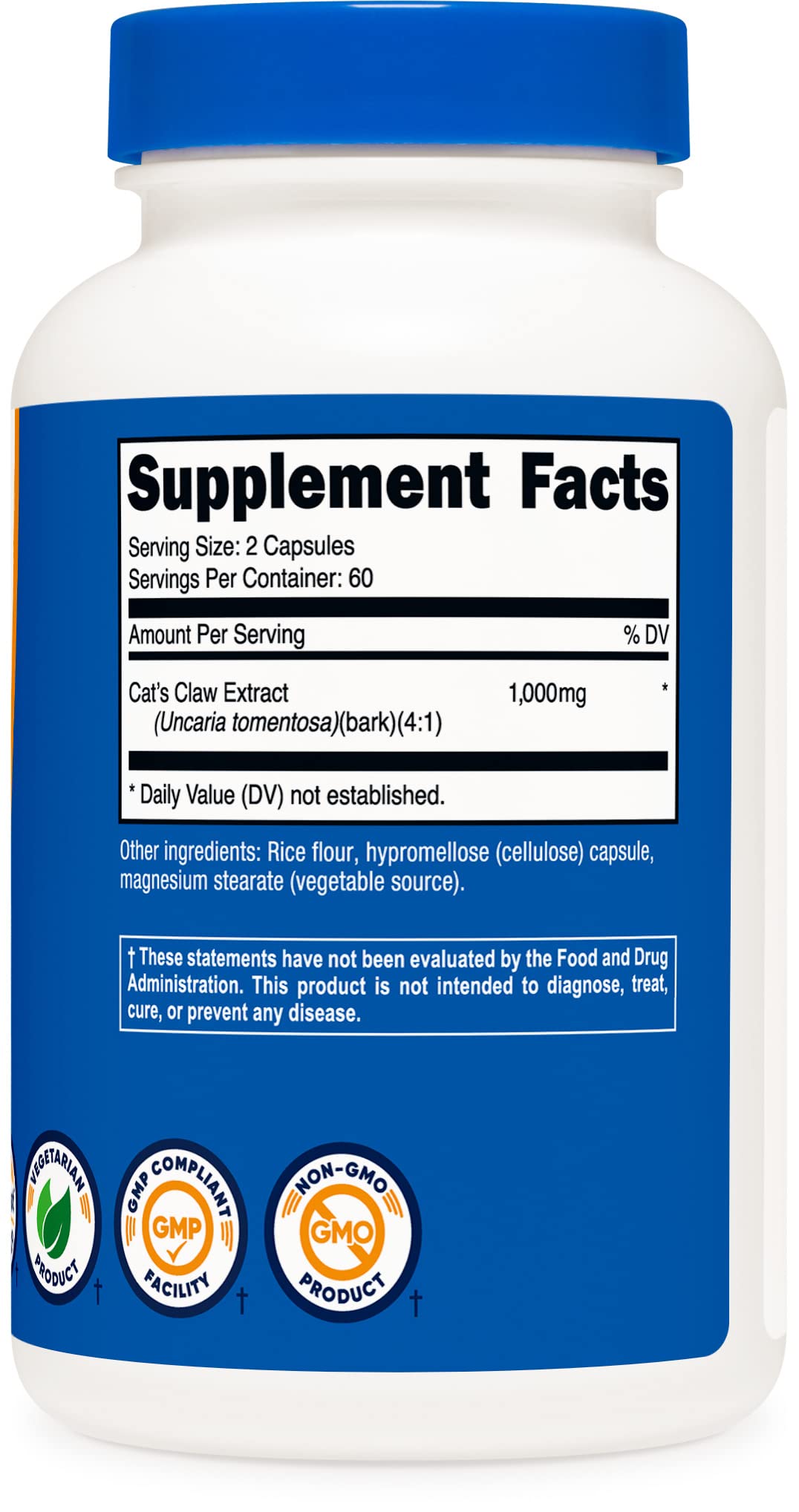 Foto 5 pulgar | Suplemento Nutricost Uña De Gato 1000 Mg 120 Cápsulas - Venta Internacional.