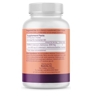 Foto 2 | Suplemento Bestvite Sam-e En Tabletas De 200 Mg (60 Tabletas), Paquete De 1 - Venta Internacional.