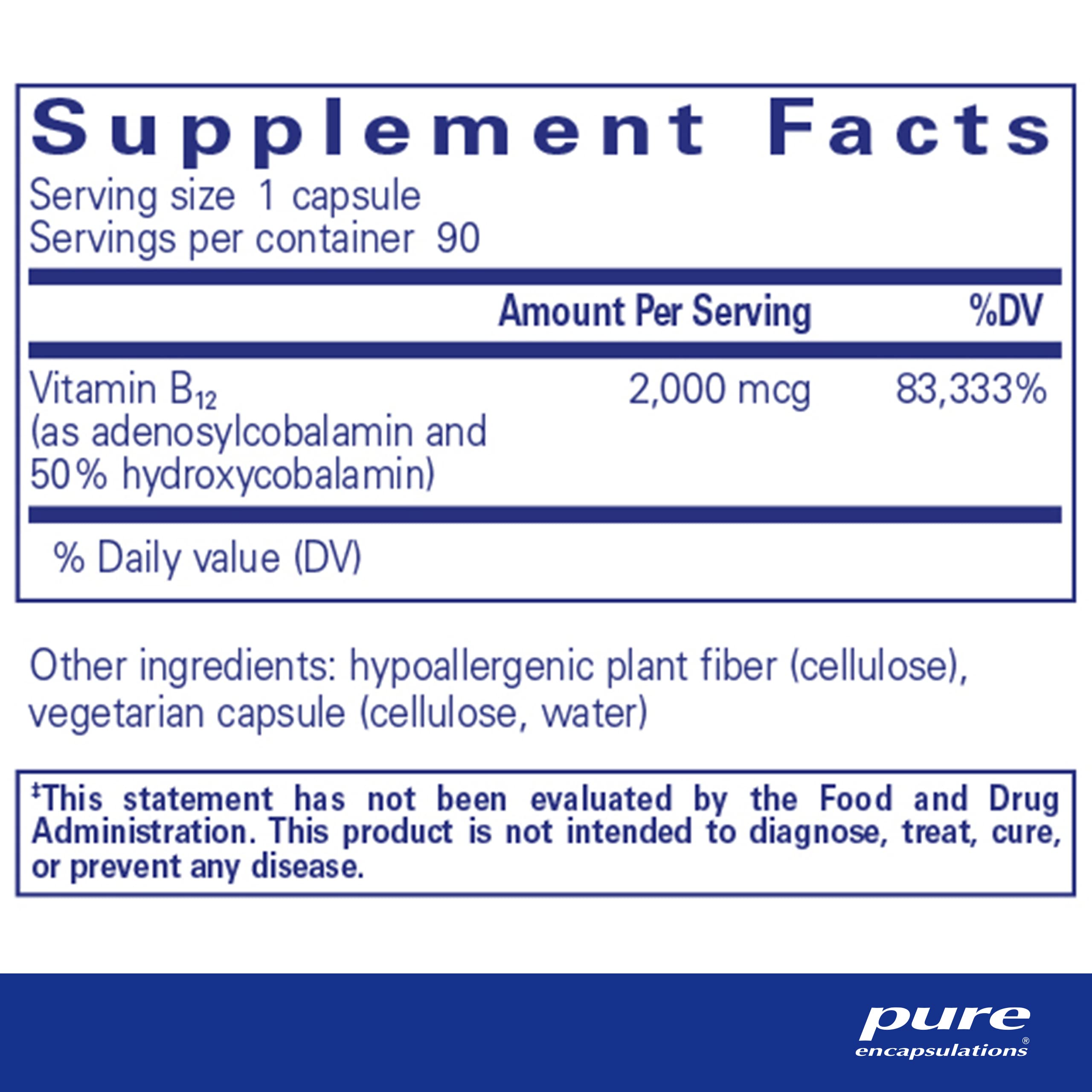 Foto 3 pulgar | Suplemento Pure Encapsulations Adenosyl/hydroxy B12 90 Cápsulas - Venta Internacional.