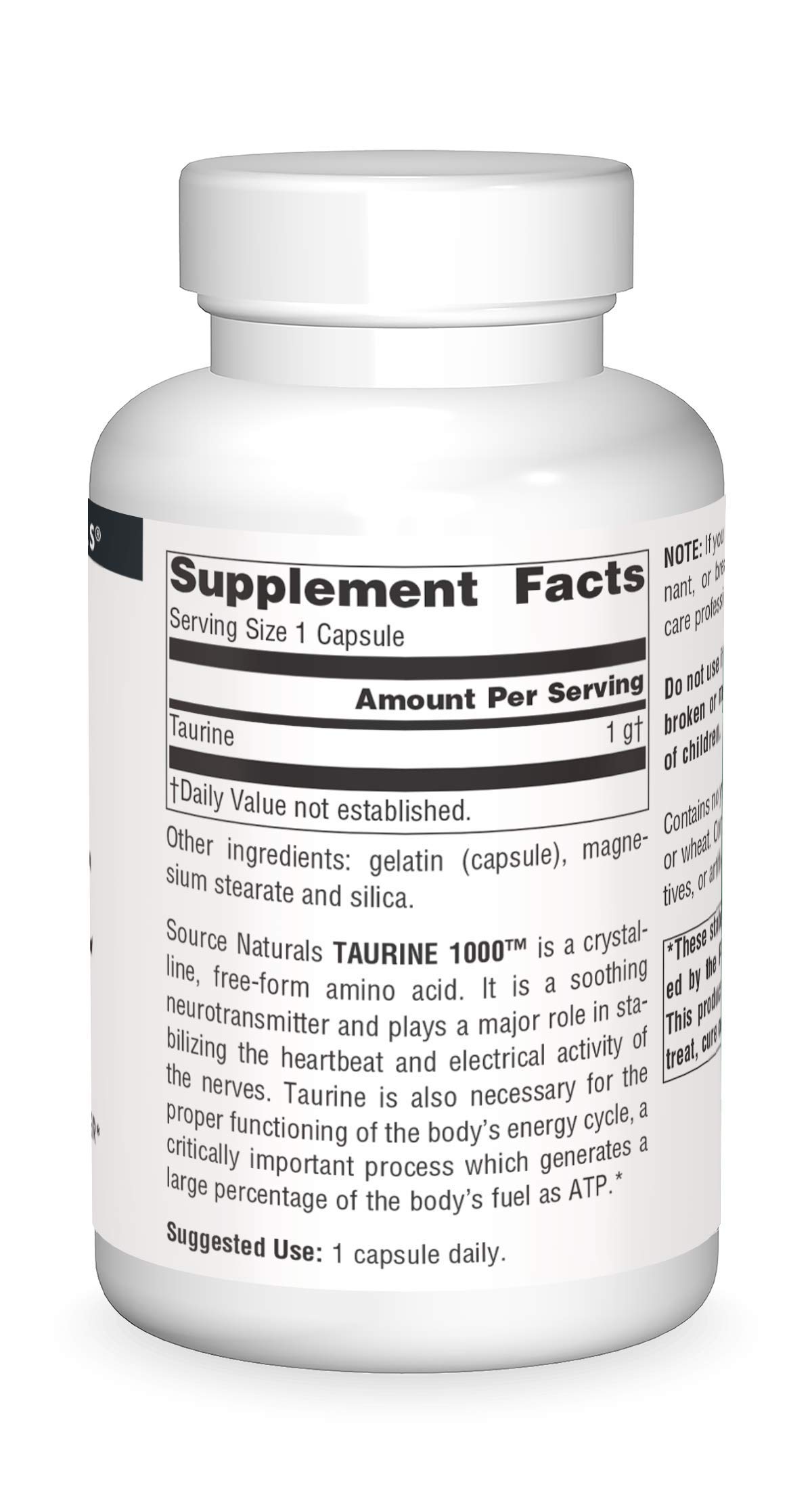 Foto 4 pulgar | Supplement Source Naturals Taurine 1000 Mg - 120 Cápsulas - Venta Internacional.