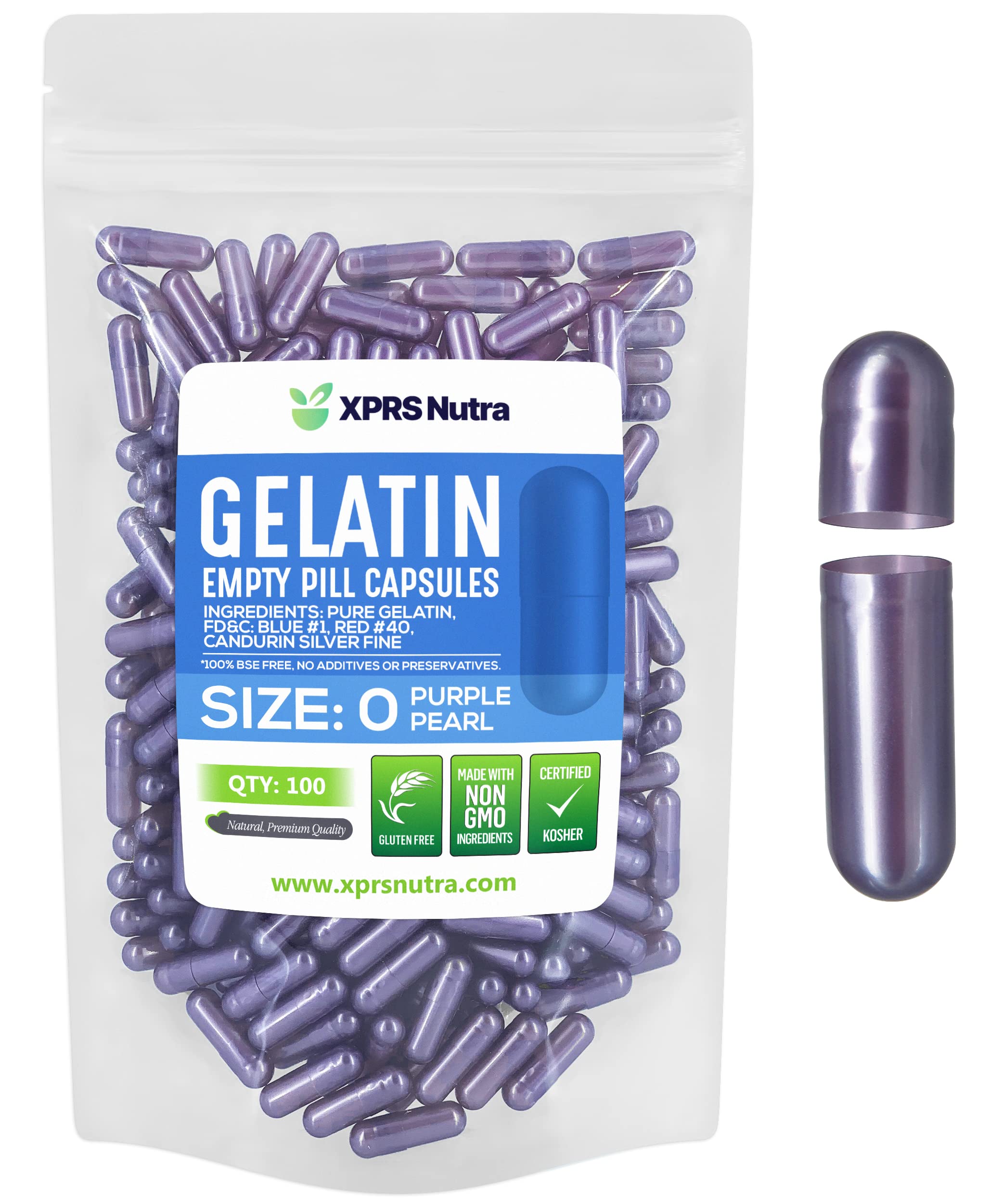 Foto 2 pulgar | Cápsulas Vacías Xprs Nutra, Tamaño 0 — 100 Unidades, Gelatina Morada - Venta Internacional.