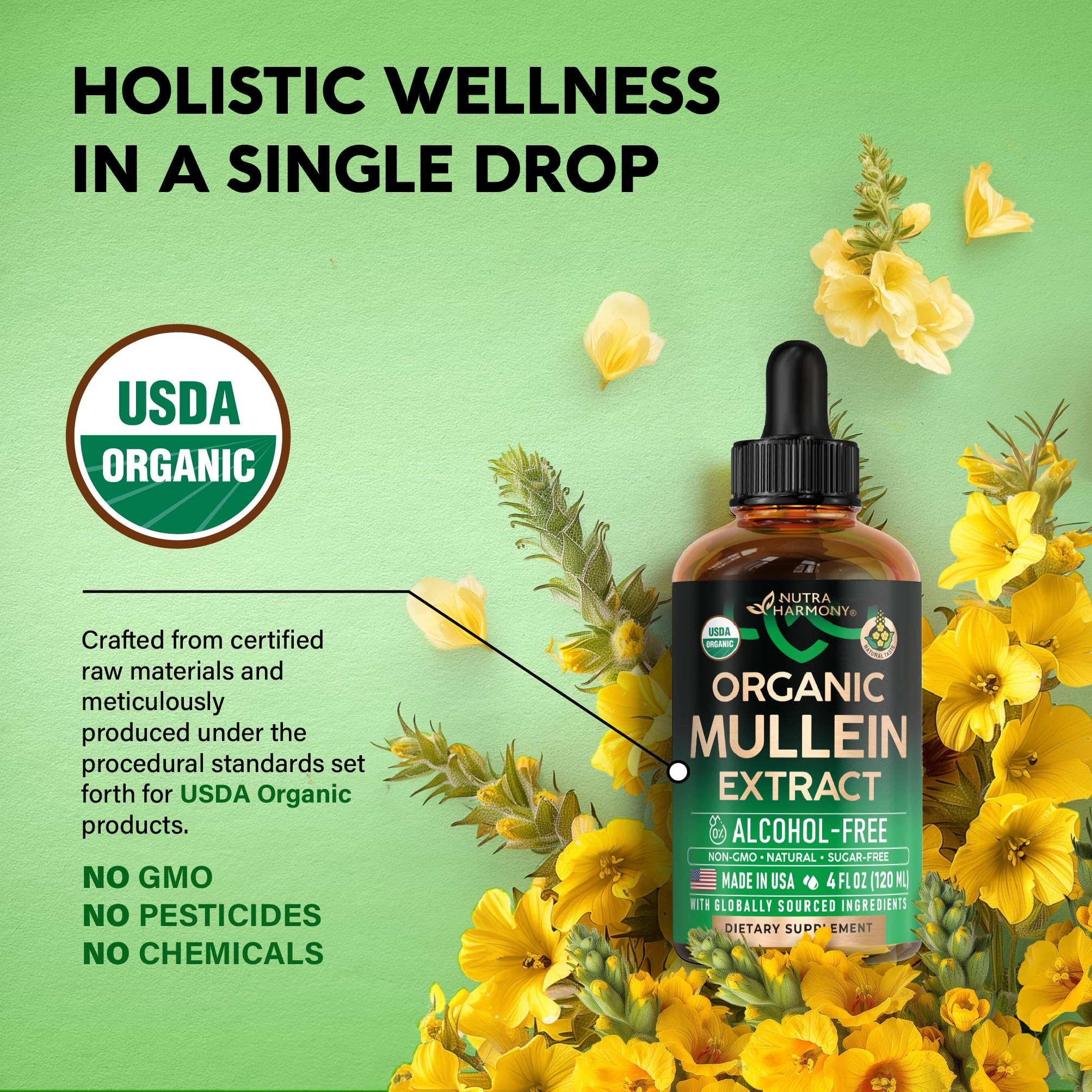 Foto 3 pulgar | Suplemento Nutraharmony Mullein Drops Con Regaliz 120 Ml - Venta Internacional.