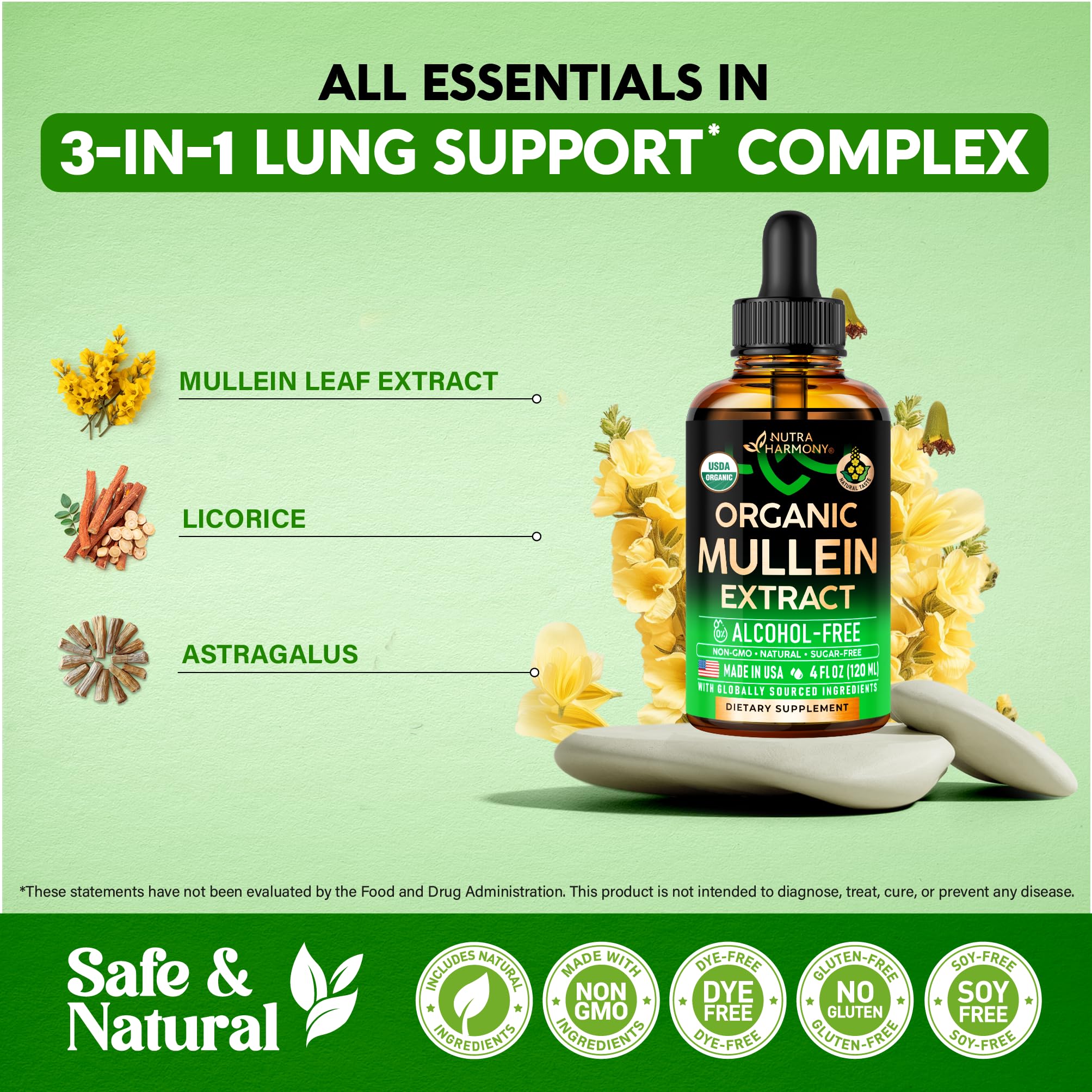 Foto 5 pulgar | Suplemento Nutraharmony Mullein Drops Con Regaliz 120 Ml - Venta Internacional.