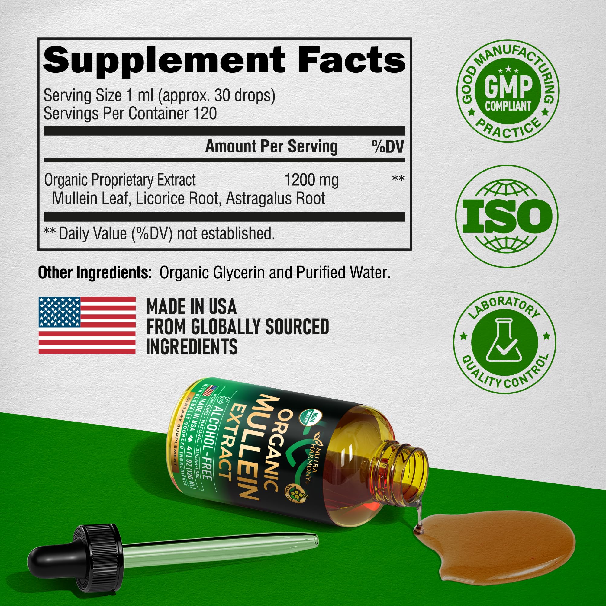 Foto 6 pulgar | Suplemento Nutraharmony Mullein Drops Con Regaliz 120 Ml - Venta Internacional.