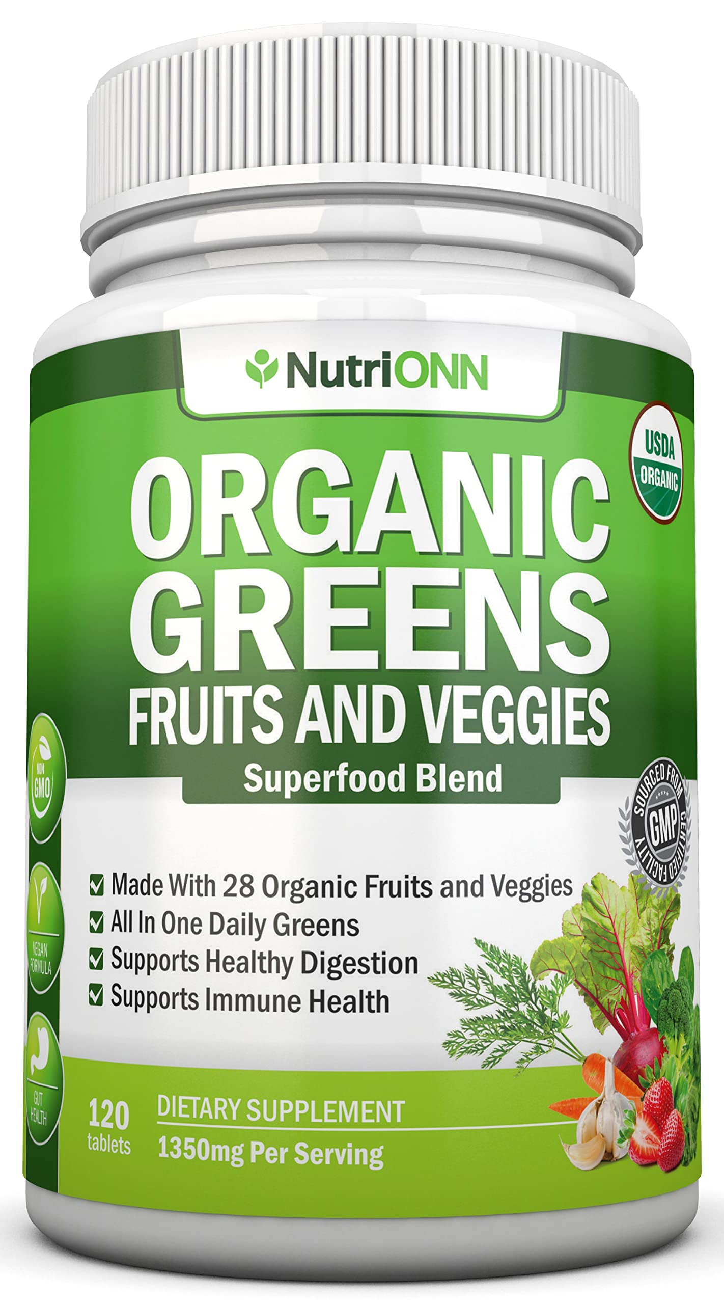 Foto 1 | Suplemento Nutrionn, Cápsulas Orgánicas Super Greens, 120 Unidades - Venta Internacional.