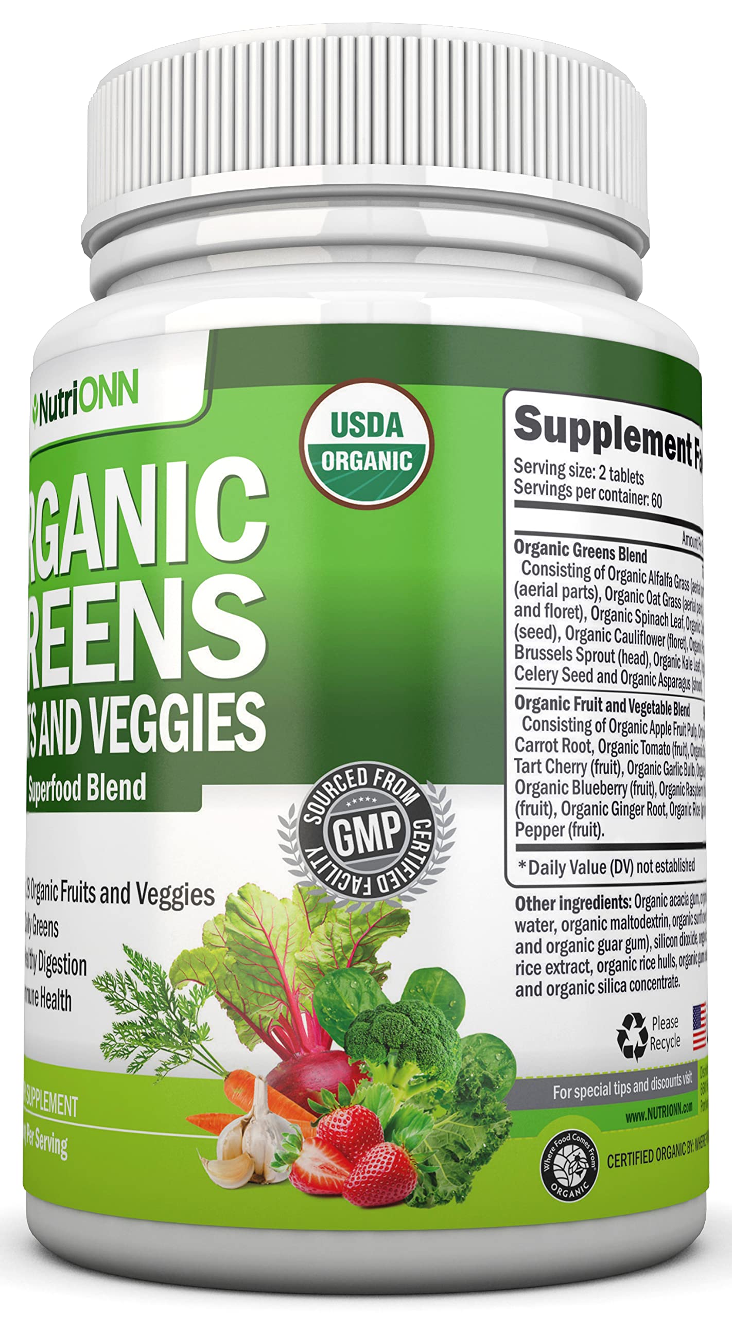 Foto 6 pulgar | Suplemento Nutrionn, Cápsulas Orgánicas Super Greens, 120 Unidades - Venta Internacional.