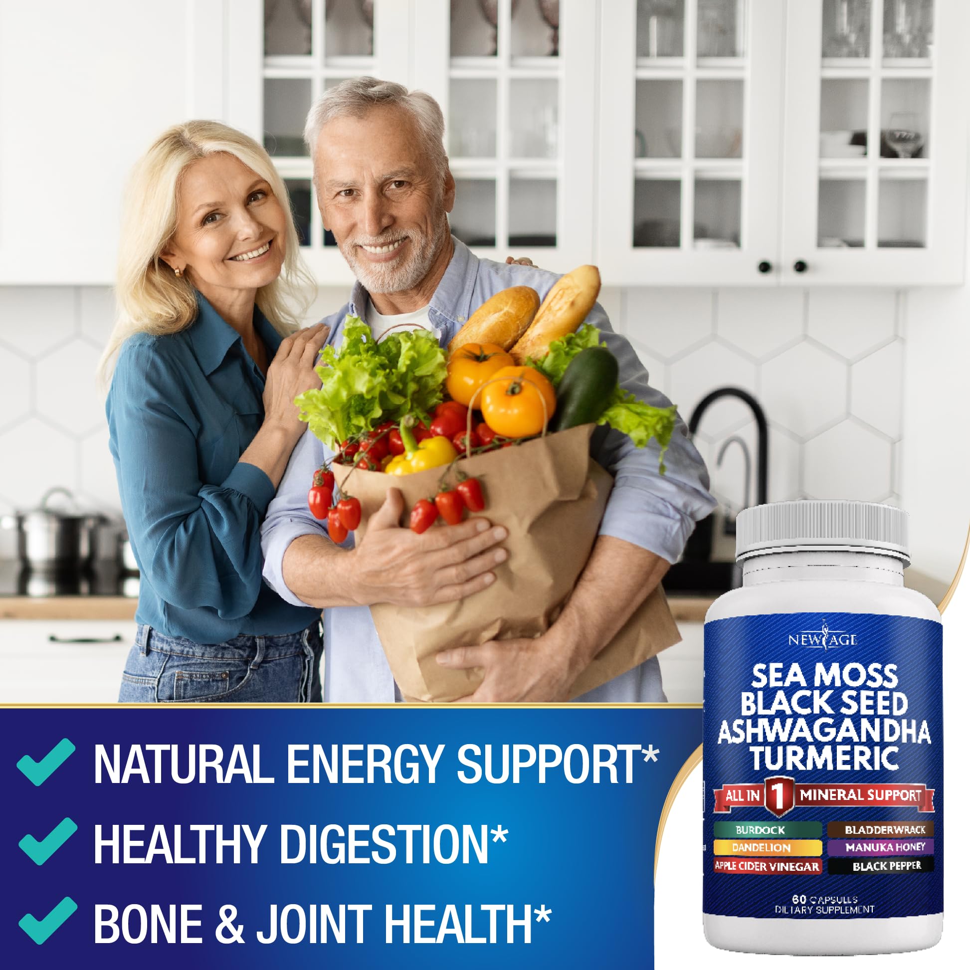 Foto 5 pulgar | Suplemento New Age Silica Sea Moss 3000 Mg Con Aceite De Semilla Negra - Venta Internacional.