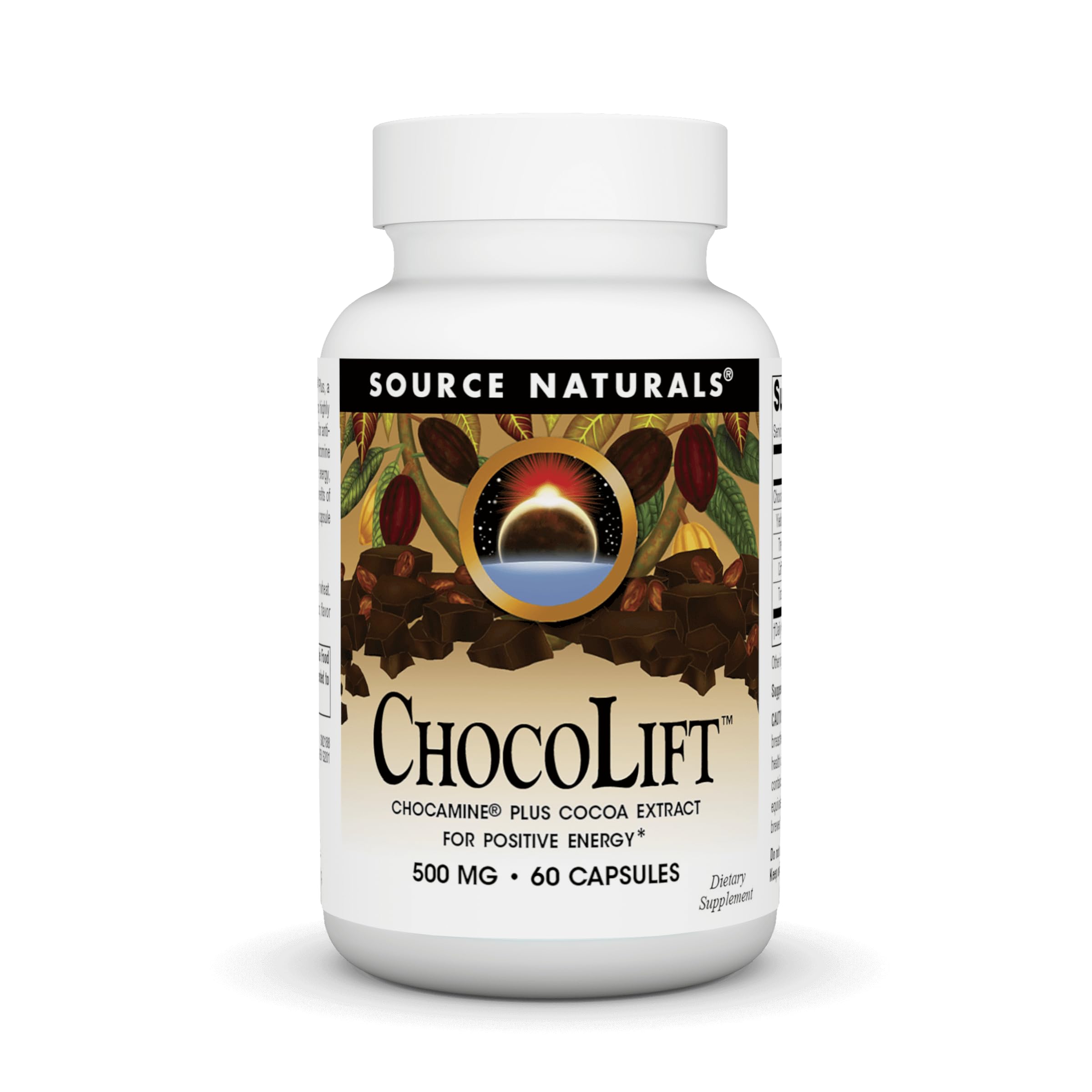 Foto 2 pulgar | Supplement Source Naturals Chocolift 500 Mg De Extracto De Cacao 60 Cápsulas - Venta Internacional.