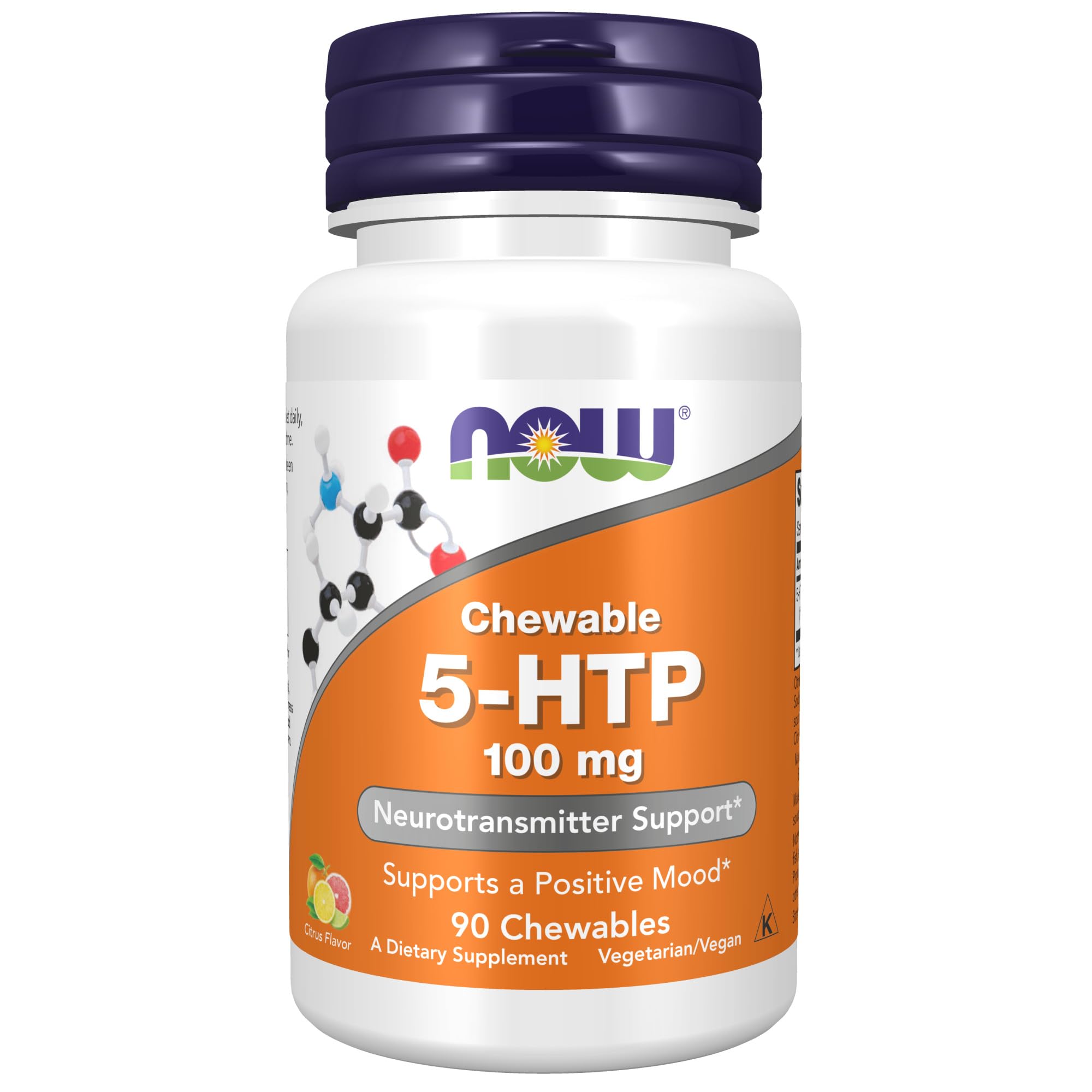 Foto 2 pulgar | Suplemento Now 5-htp (5-hidroxitriptófano) 100 Mg 90 Comprimidos Masticables - Venta Internacional.