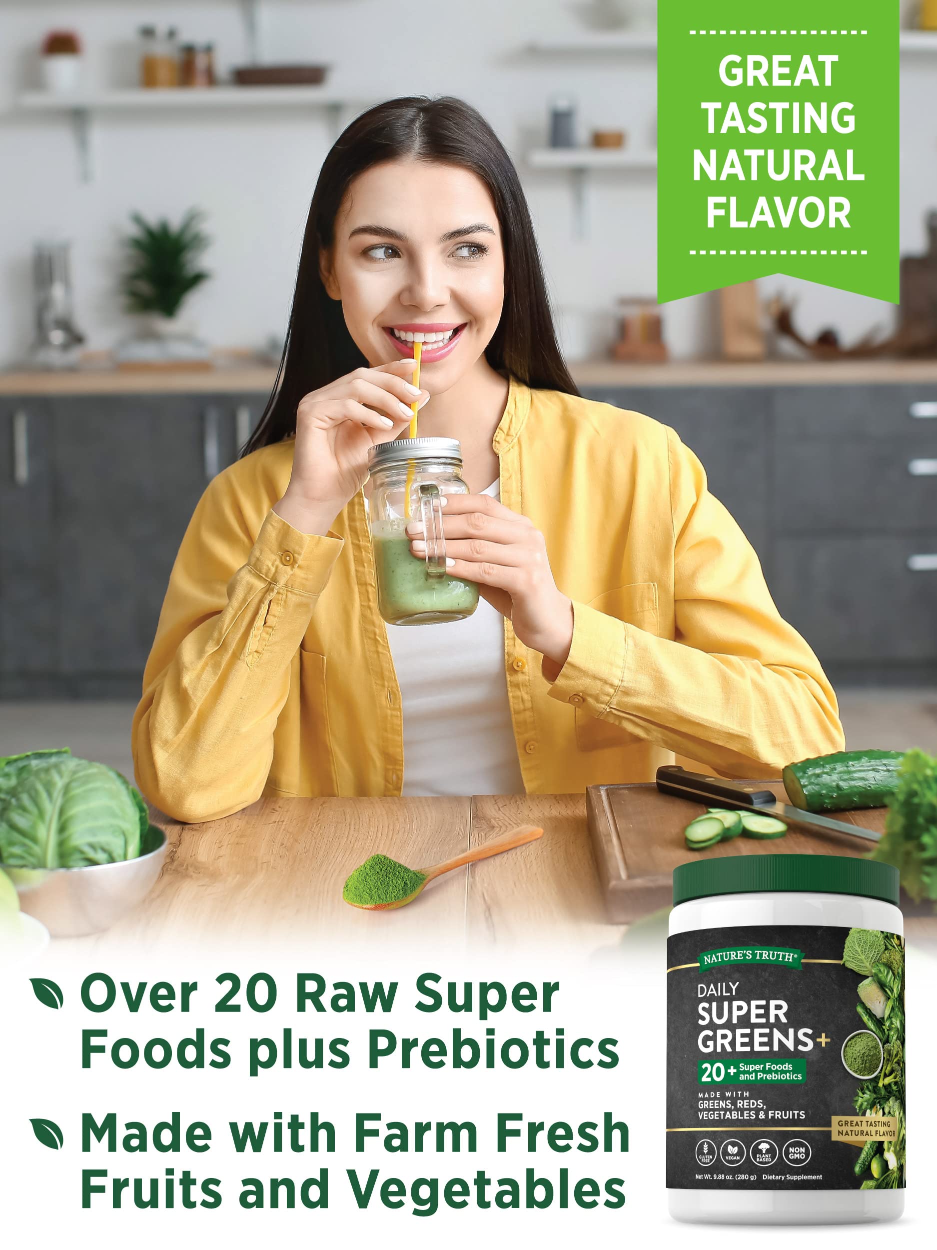 Foto 5 pulgar | Suplemento Nature's Truth Super Greens En Polvo, 300 Ml - Venta Internacional.