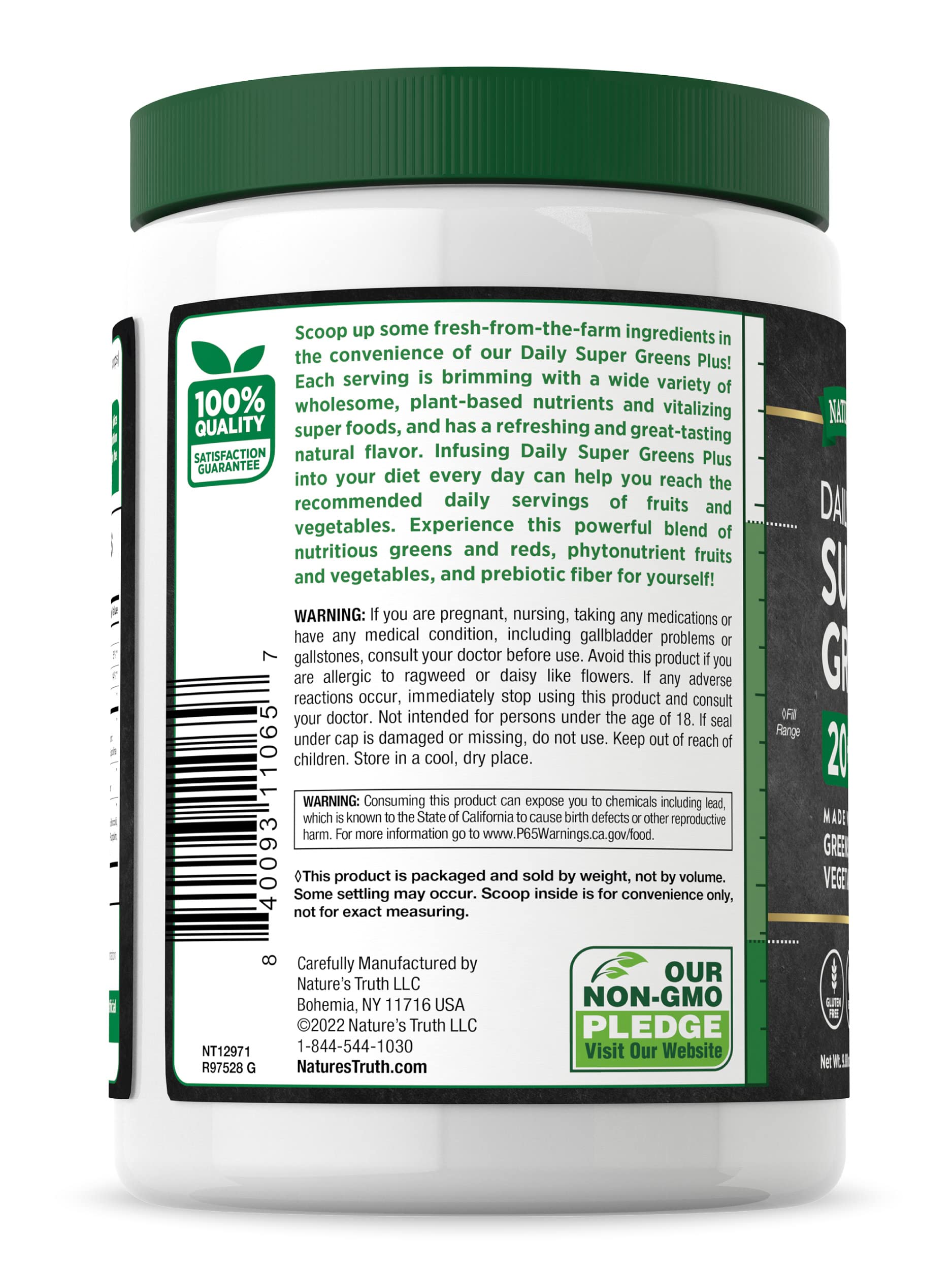 Foto 7 pulgar | Suplemento Nature's Truth Super Greens En Polvo, 300 Ml - Venta Internacional.