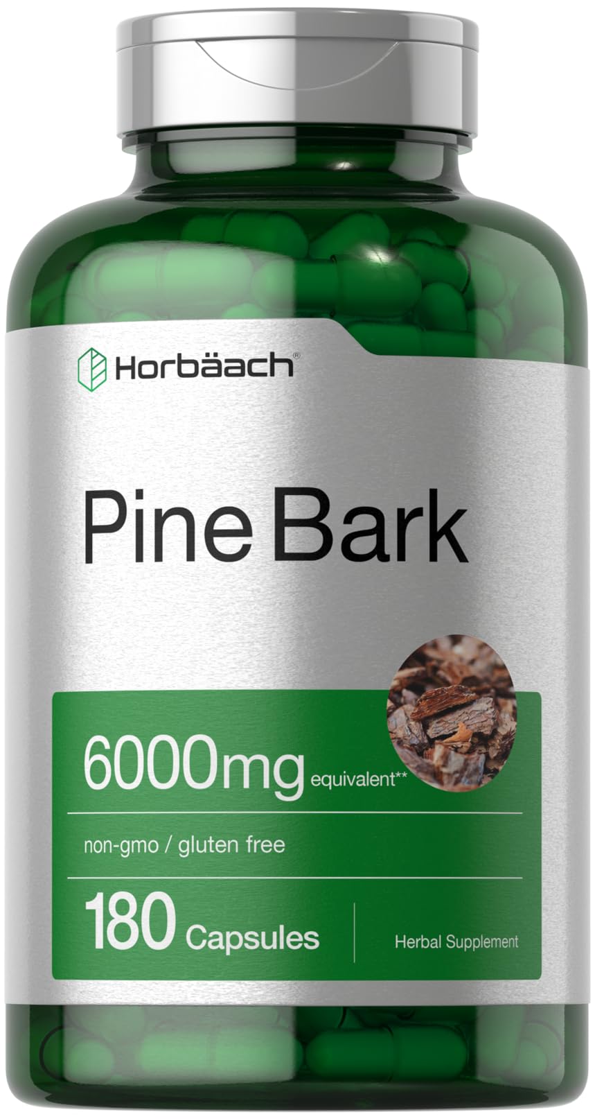 Foto 2 pulgar | Suplemento De Extracto De Corteza De Pino Horbäach 6000 Mg 180 Cápsulas - Venta Internacional.