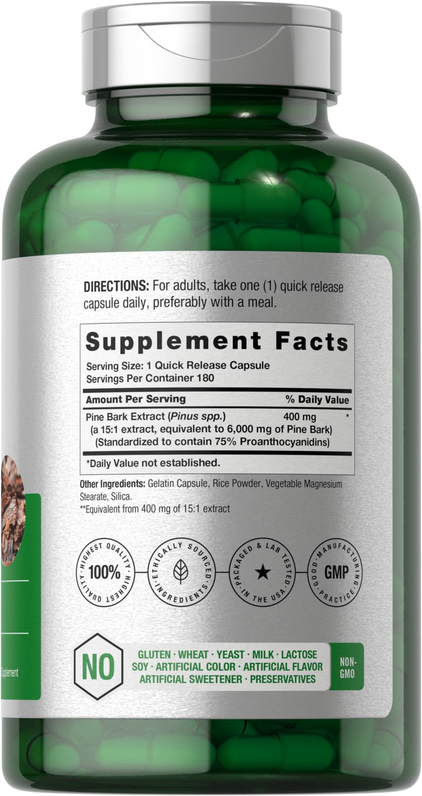 Foto 3 pulgar | Suplemento De Extracto De Corteza De Pino Horbäach 6000 Mg 180 Cápsulas - Venta Internacional.