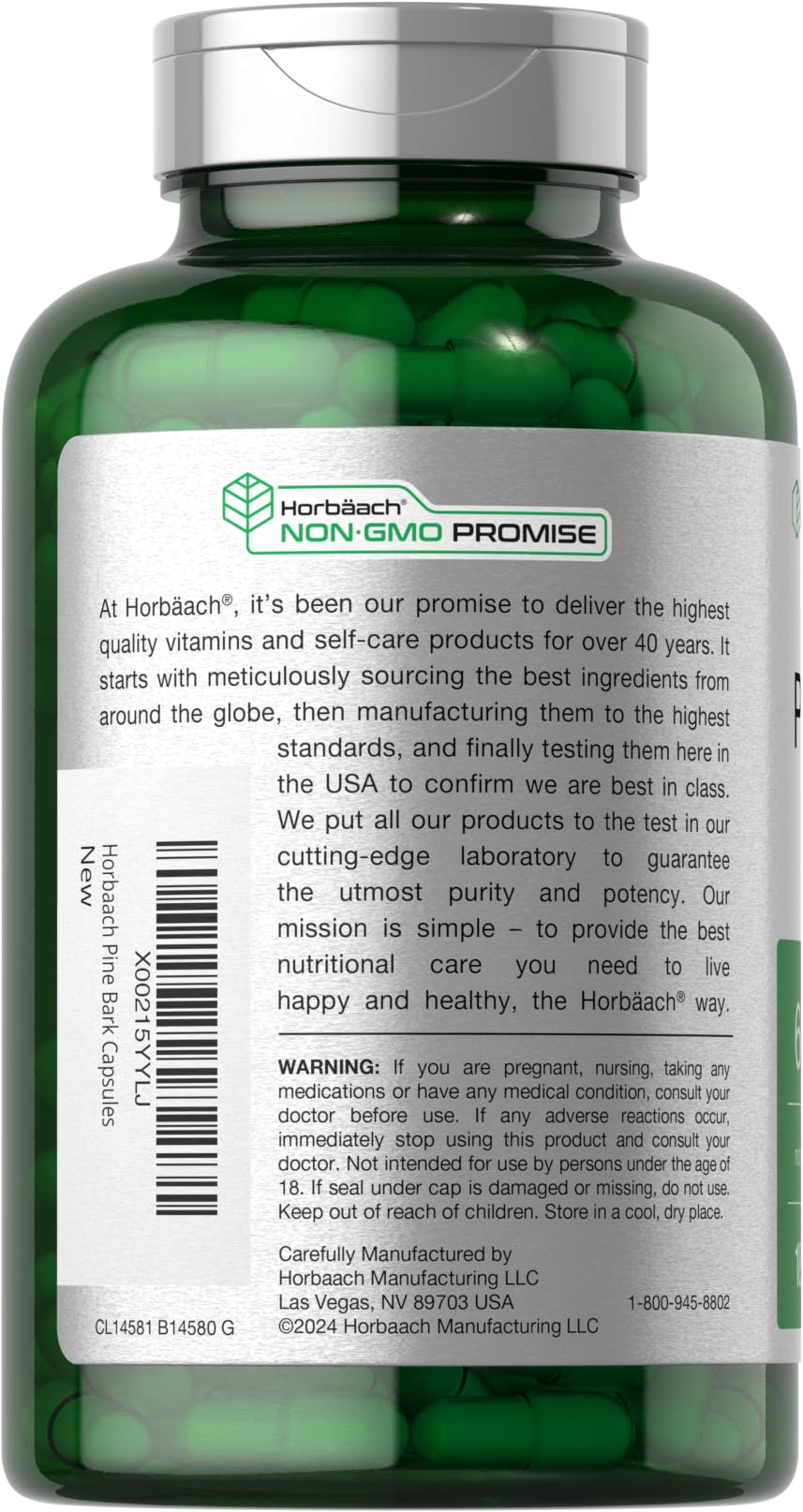 Foto 4 pulgar | Suplemento De Extracto De Corteza De Pino Horbäach 6000 Mg 180 Cápsulas - Venta Internacional.