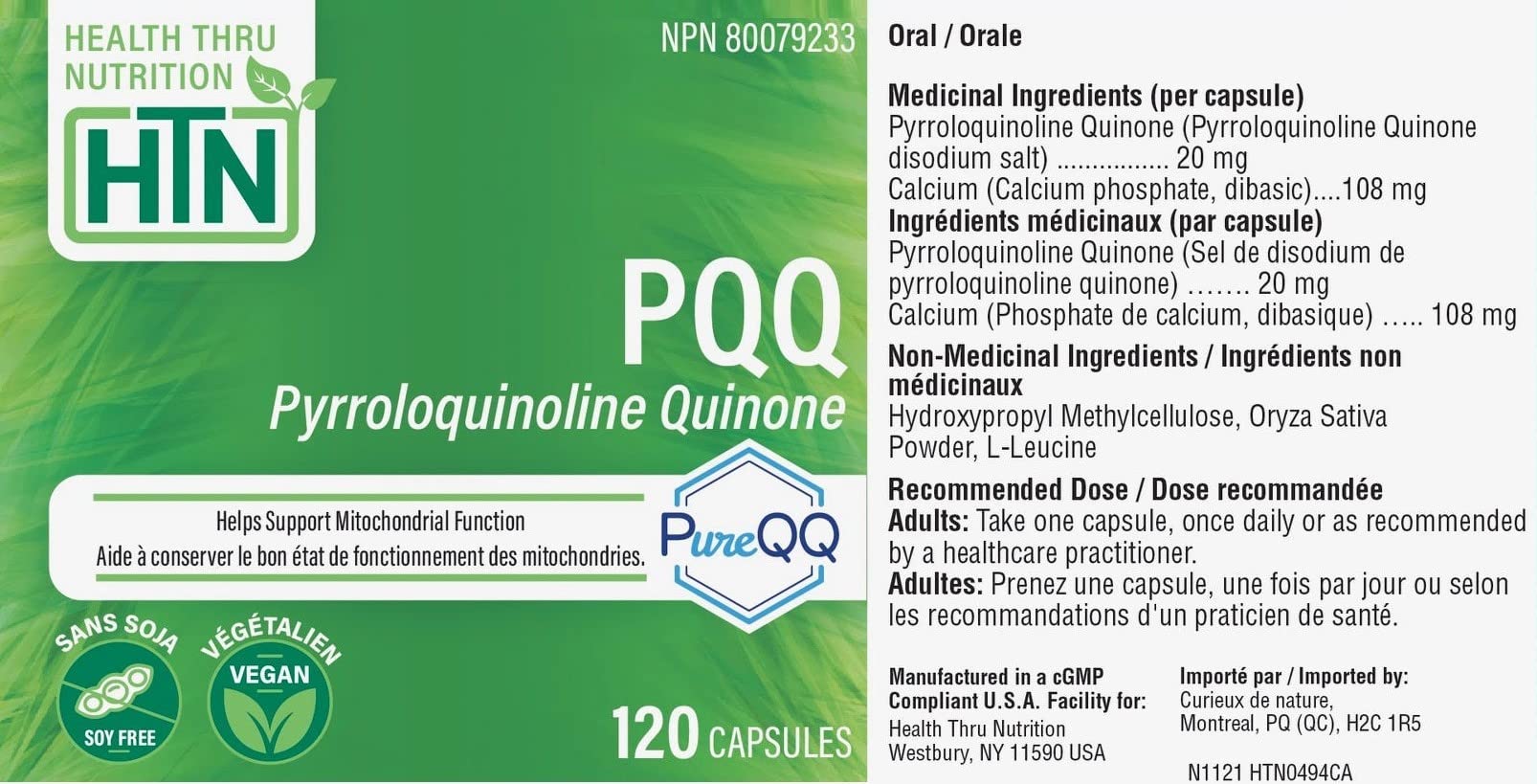 Foto 4 | Suplemento Health Thru Nutrition Pqq 20 Mg 120 Porciones - Venta Internacional.