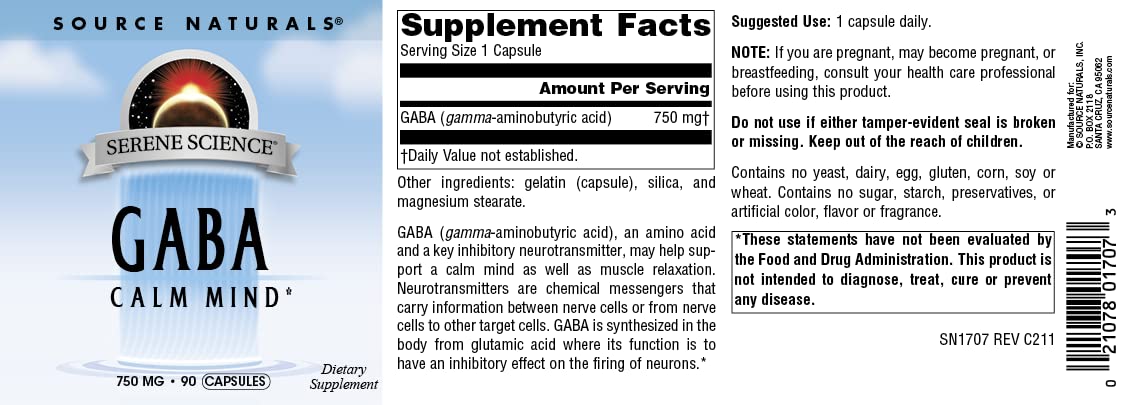 Foto 5 pulgar | Supplement Source Naturals Serene Science Gaba 750 Mg 90 Cápsulas - Venta Internacional.