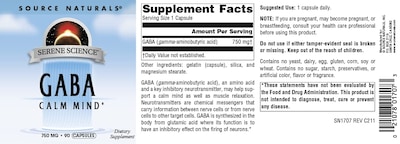 Foto 4 | Supplement Source Naturals Serene Science Gaba 750 Mg 90 Cápsulas - Venta Internacional.