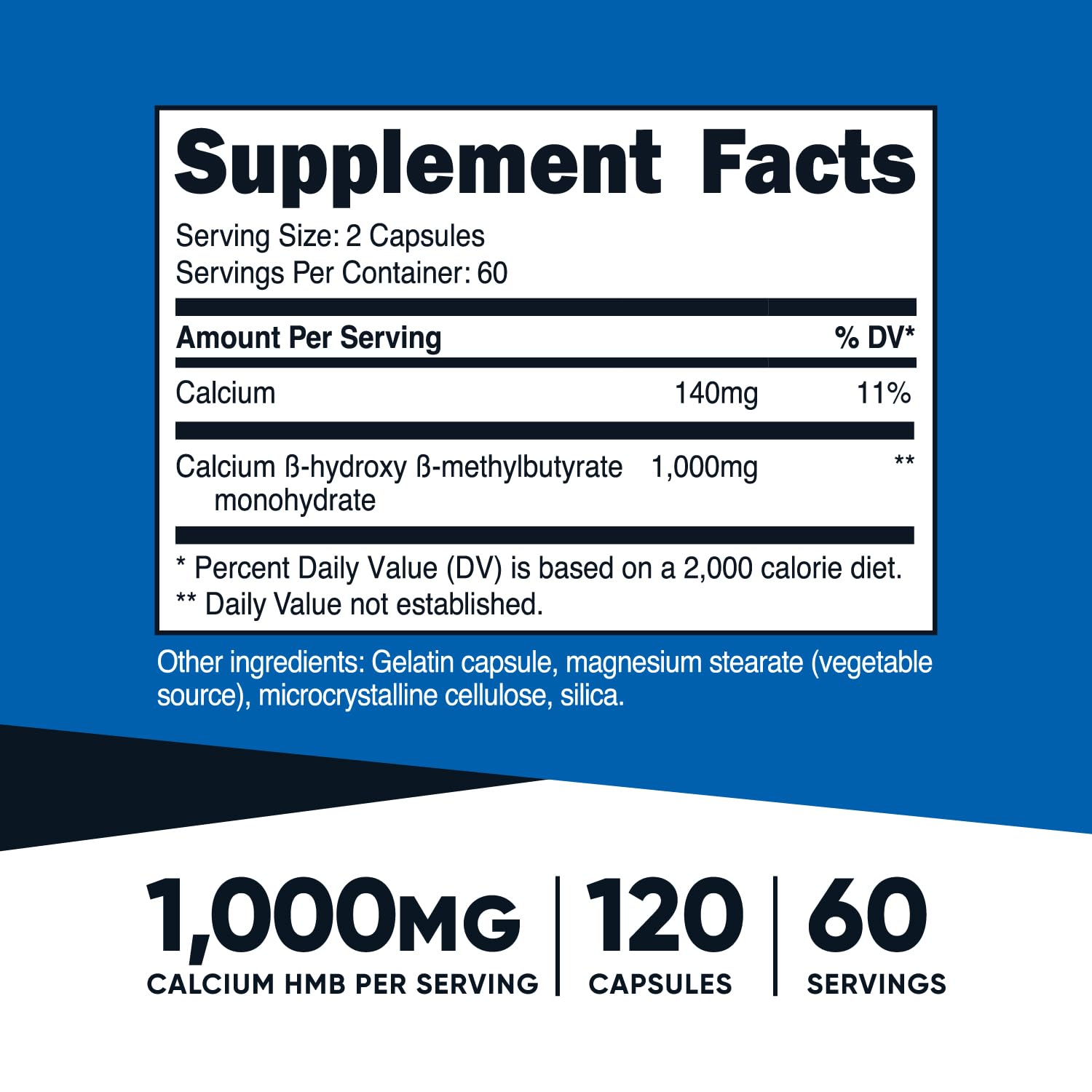 Foto 3 pulgar | Suplemento Nutricost Hmb (beta-hidroxi Beta-metilbutirato) 1000 Mg - Venta Internacional.