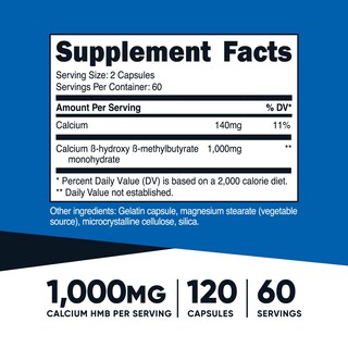 Foto 2 | Suplemento Nutricost Hmb (beta-hidroxi Beta-metilbutirato) 1000 Mg - Venta Internacional.